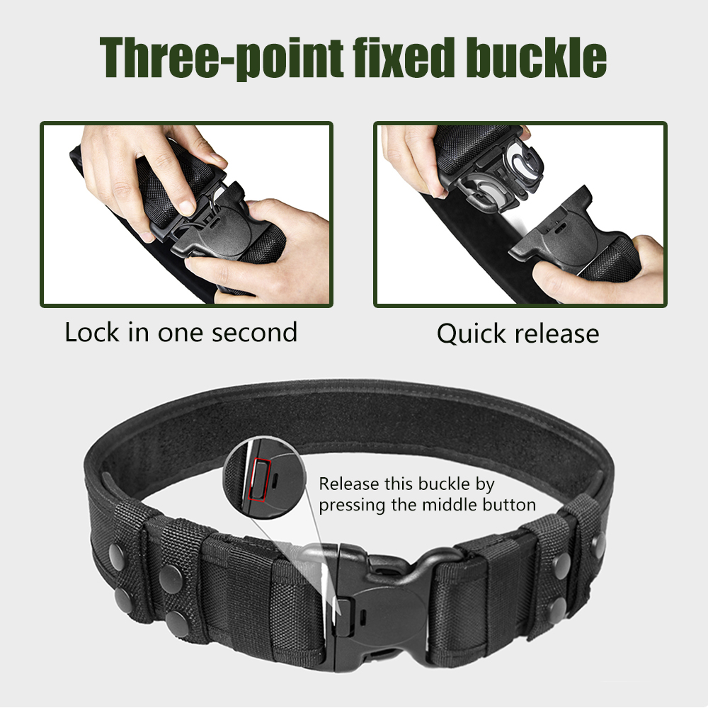 2.25" Black Nylon Duty Tactical Belt Security Guard Patrol Men Belt
