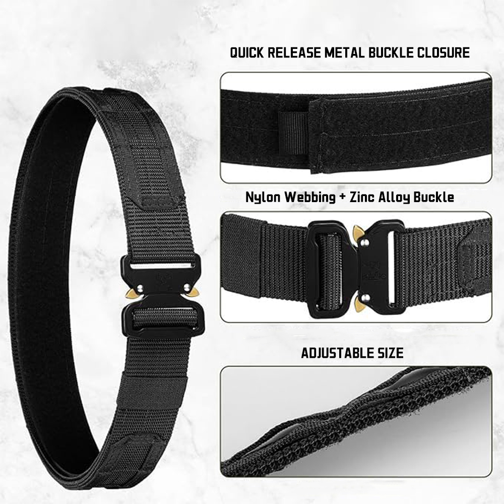 Tactical Belt, Quick Release 4.5CM MOLLE Battle Belt with Inner Belt and Anti-Slip Outdoor Hunting Heavy Duty Battle Belts