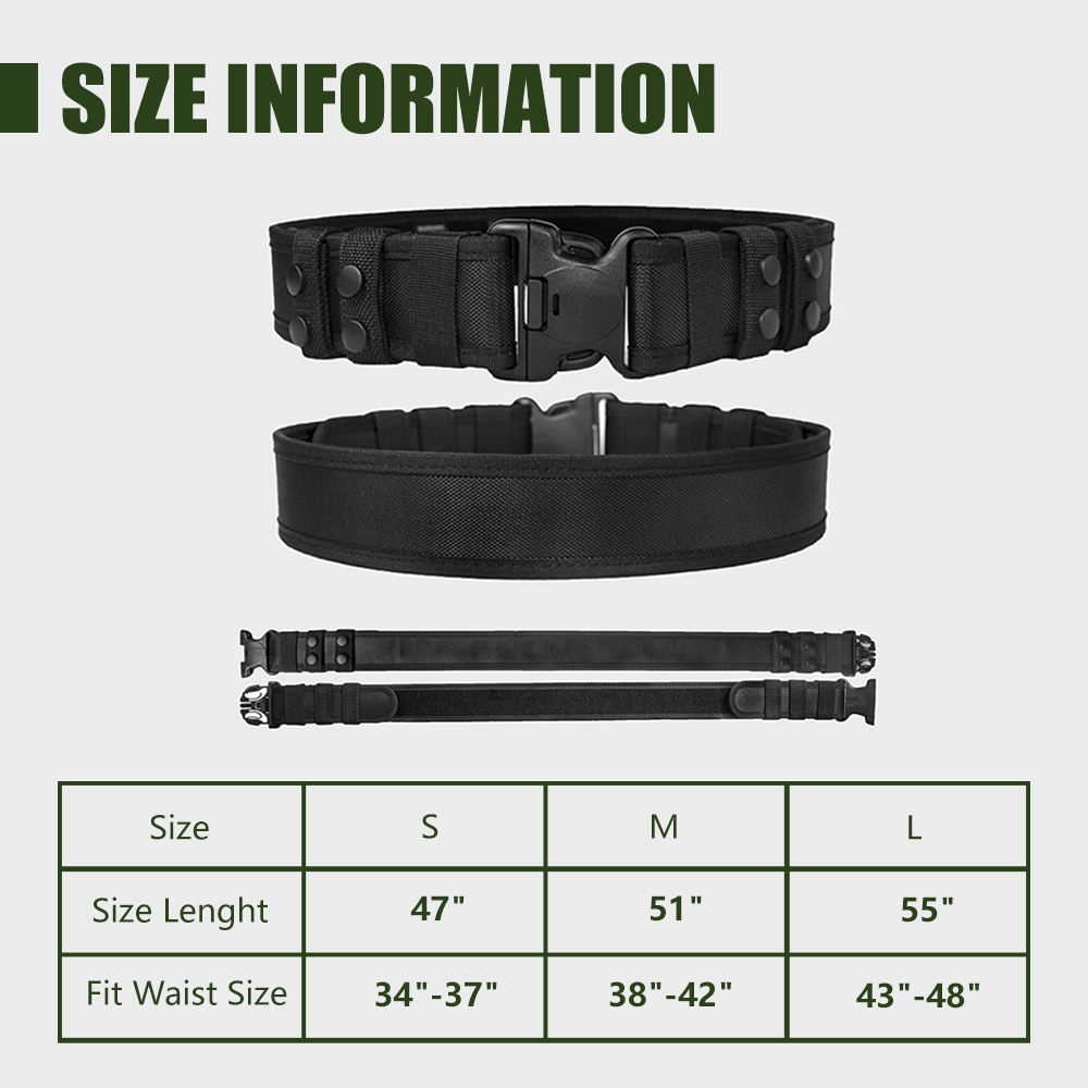 2.25" Black Nylon Duty Tactical Belt Security Guard Patrol Men Belt