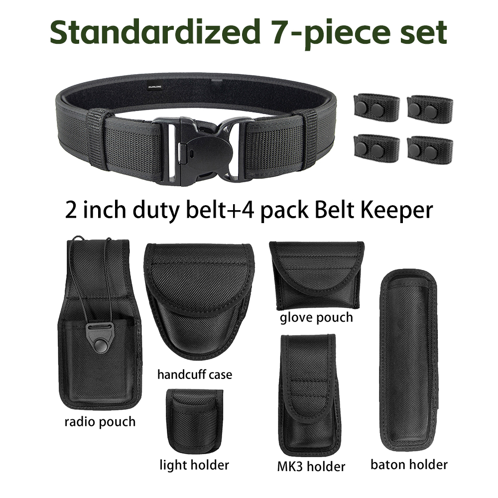 Black Men's Nylon Utility Custom Logo Uniform Security Tactical Duty Belt Set with Buckle