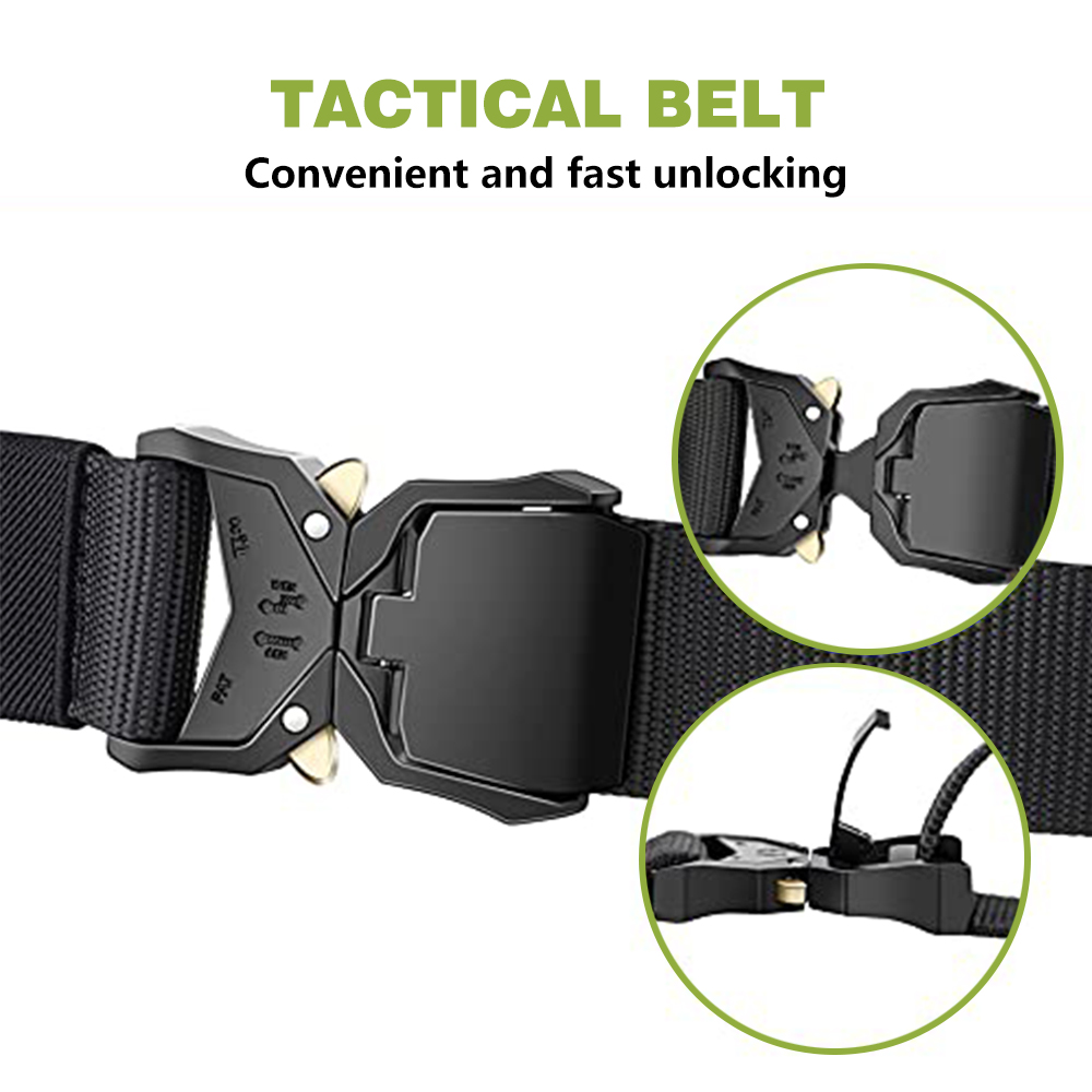 Custom Logo 38mm Tactical Belt Durable Nylon Quick Release Alloy Metal Buckle Adjustable Security Guard Casual Sport Outdoor Use