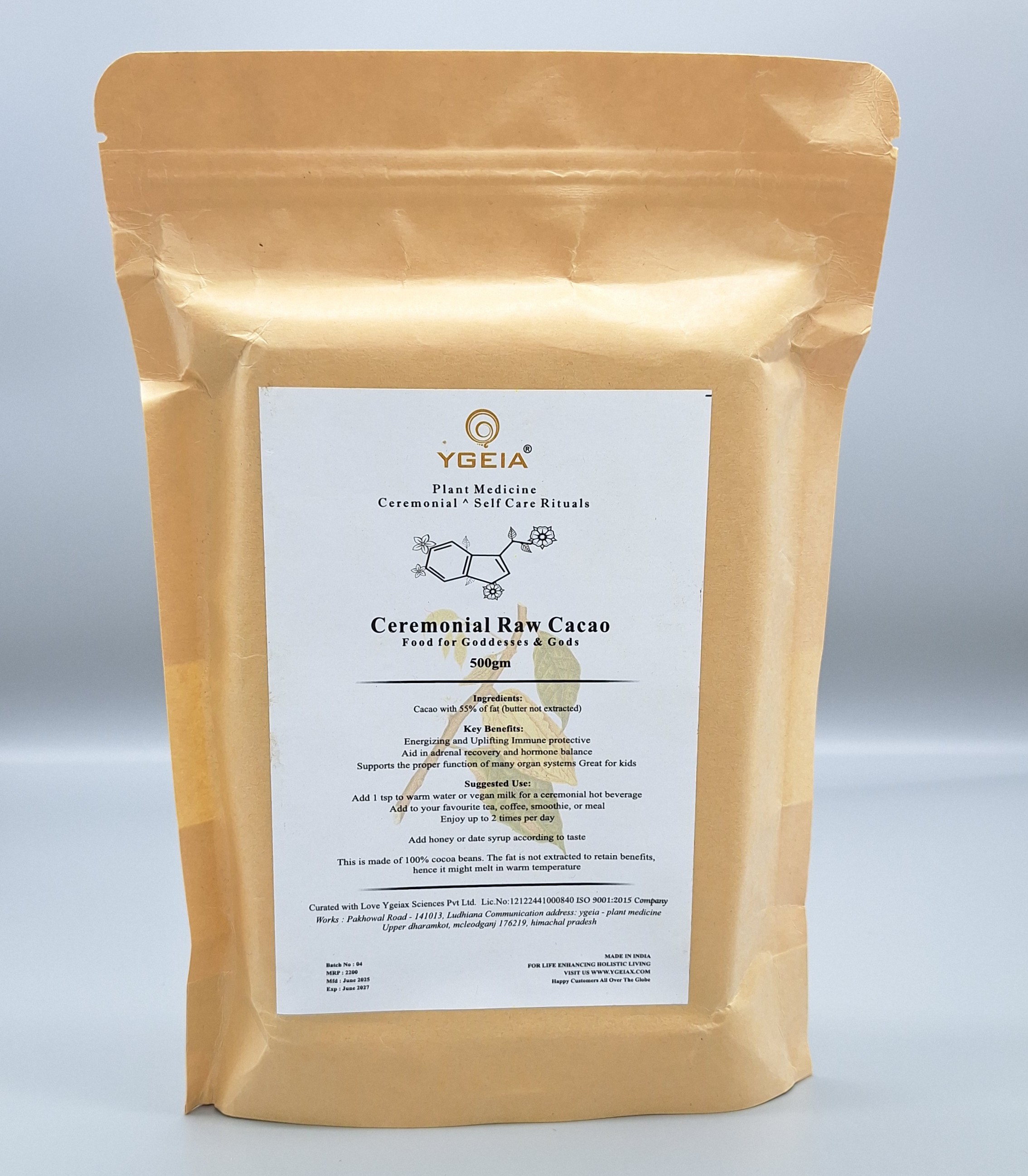 YGEIA - Organic Raw Cacao |  500 g   