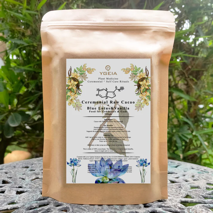 YGEIA - Organic Raw Cacao with Blue Lotus & Vanilla | 500g