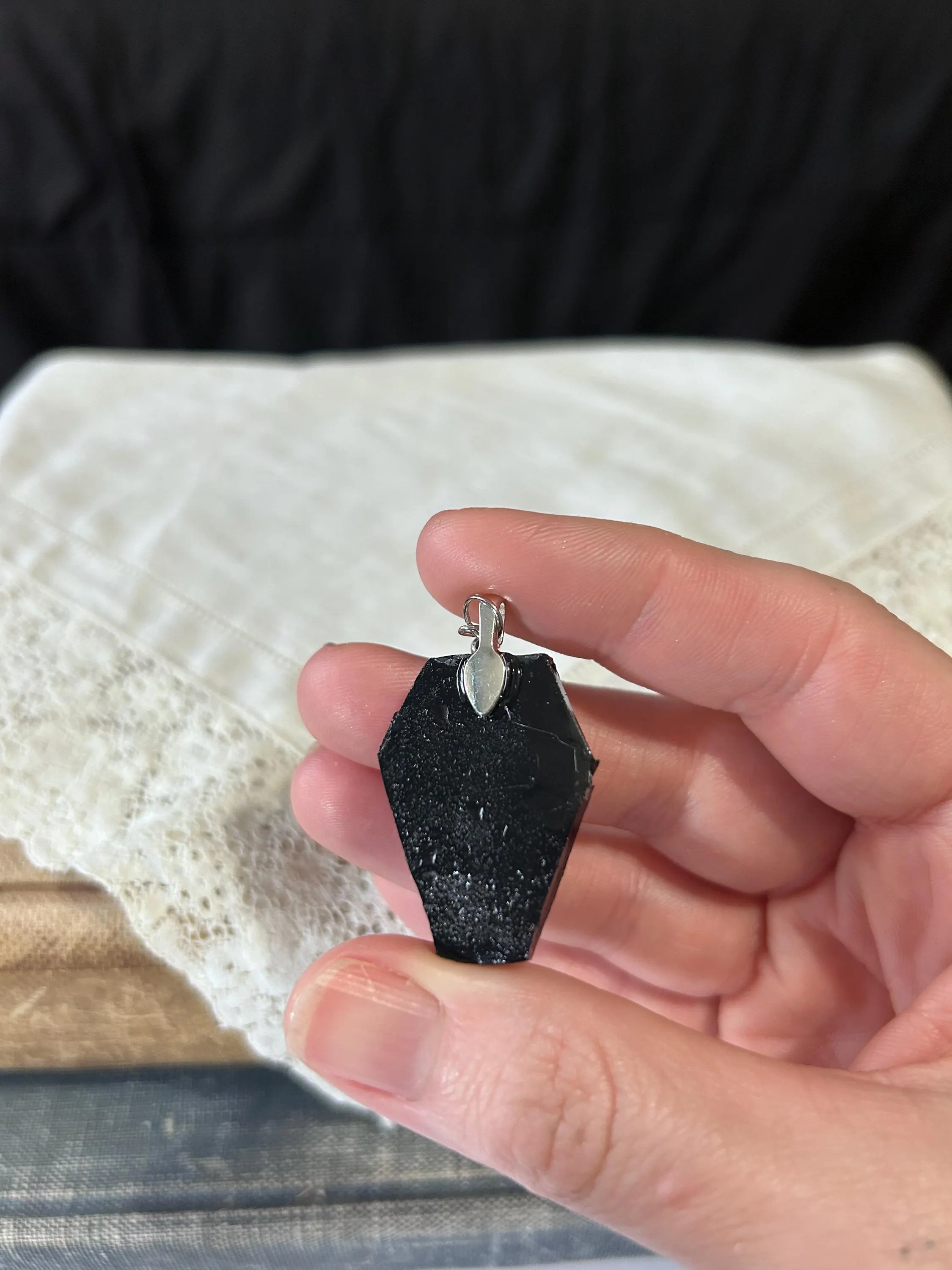 Black Coffin Earrings with Orange Roses