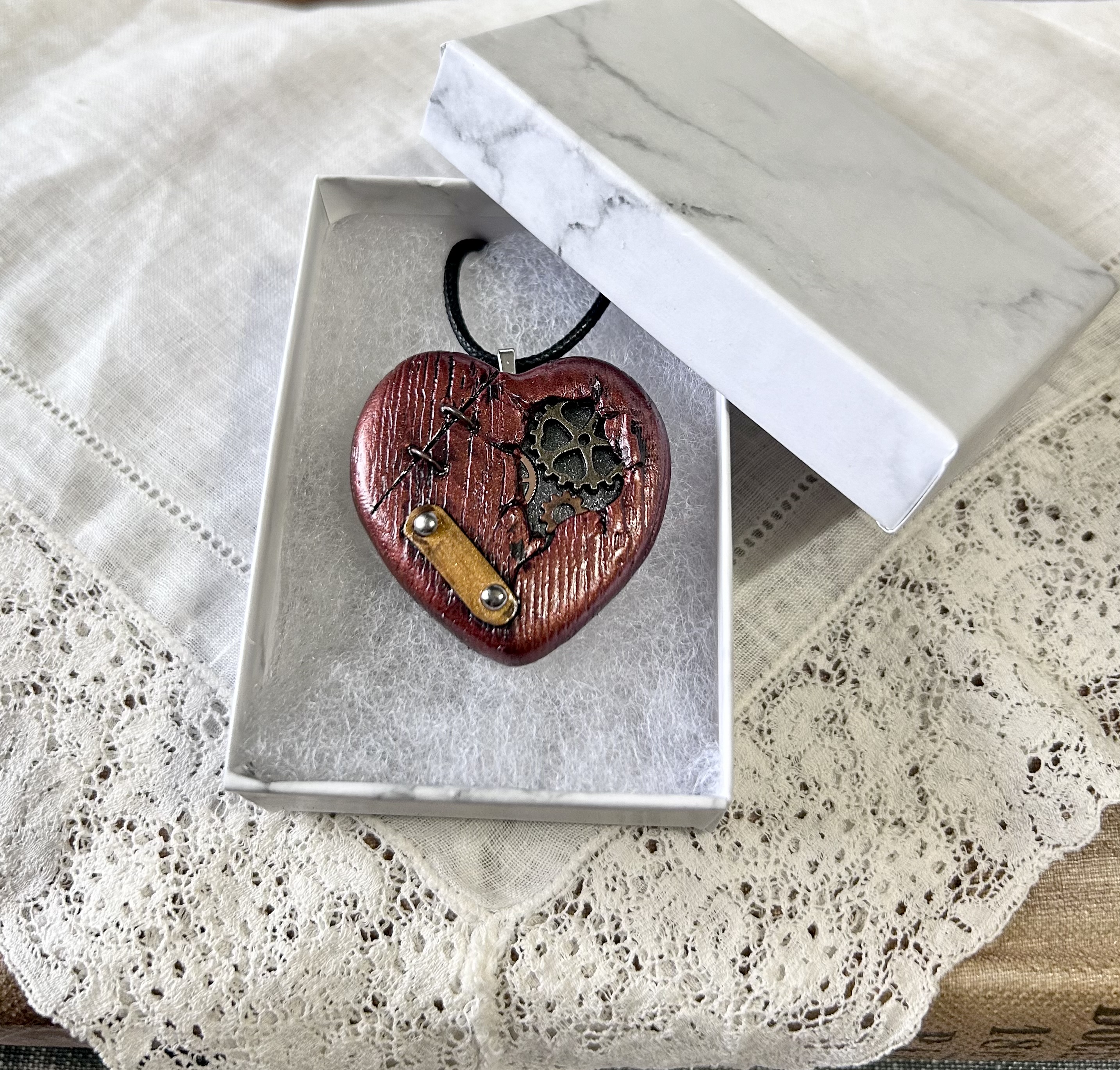 Steampunk Heart Pendant Necklace