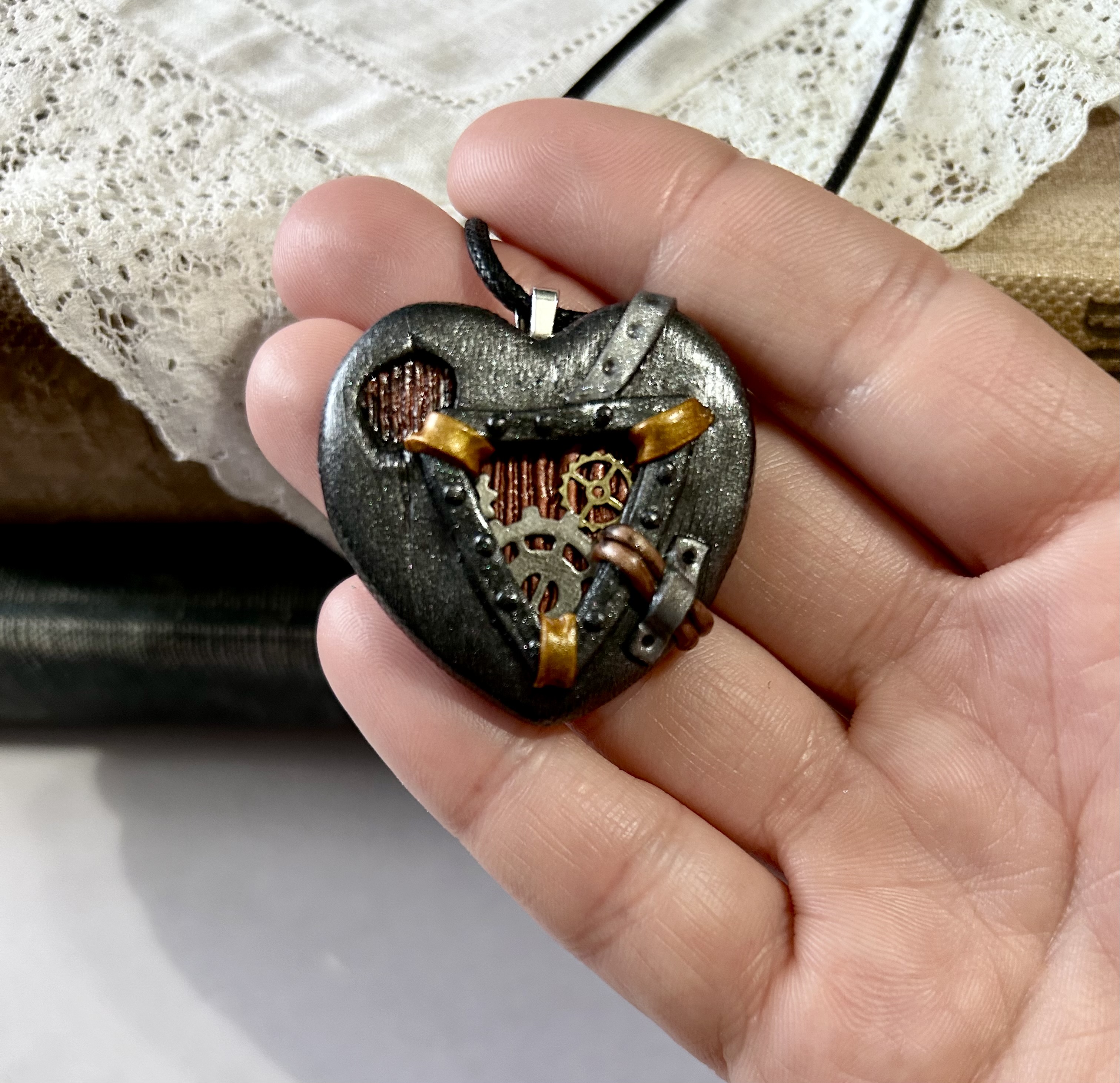 Steampunk Heart Pendant Necklace