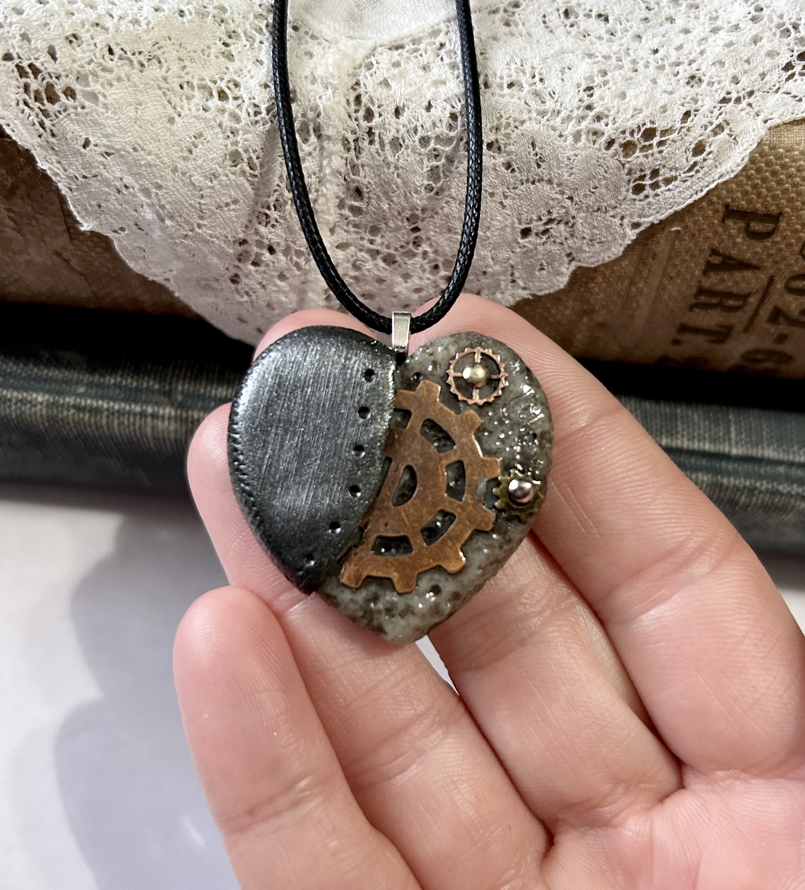 Steampunk Heart Pendant Necklace
