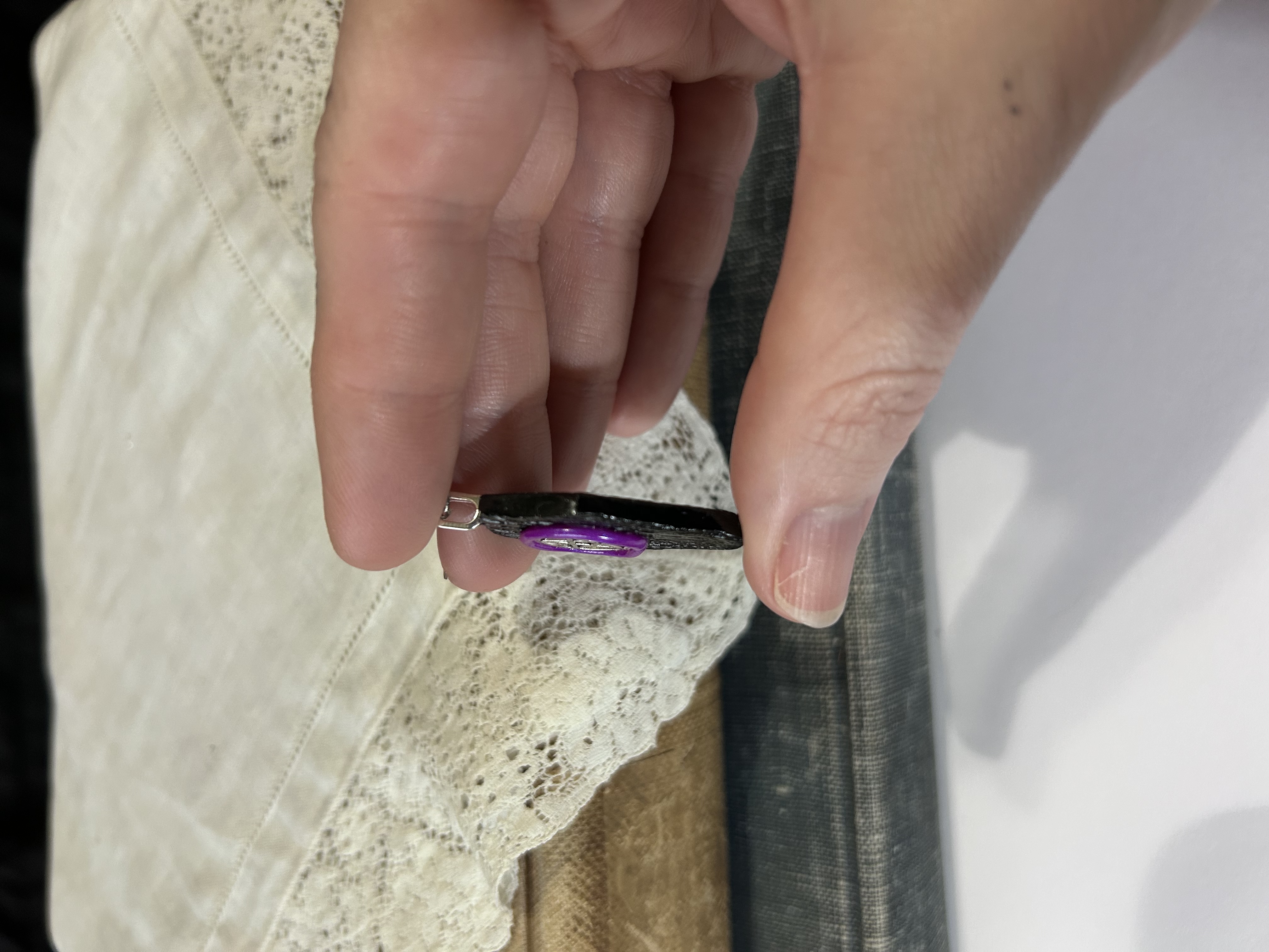 Black Coffin Pentacle Earrings- Purple 