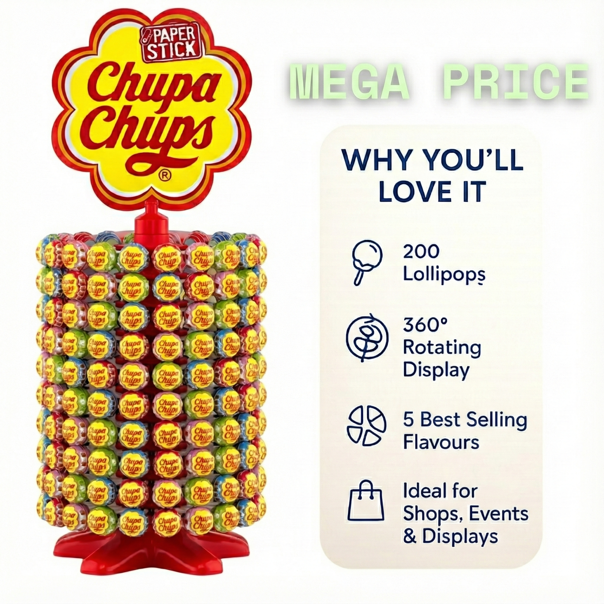200 CHUPA CHUPS LOLLIES DISPLAY WHEEL STAND