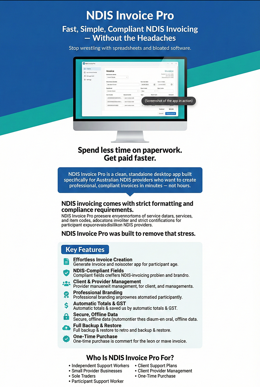 Provider Invoice Pro Fast, Simple, Compliant NDIS Invoicing - Without the Headaches