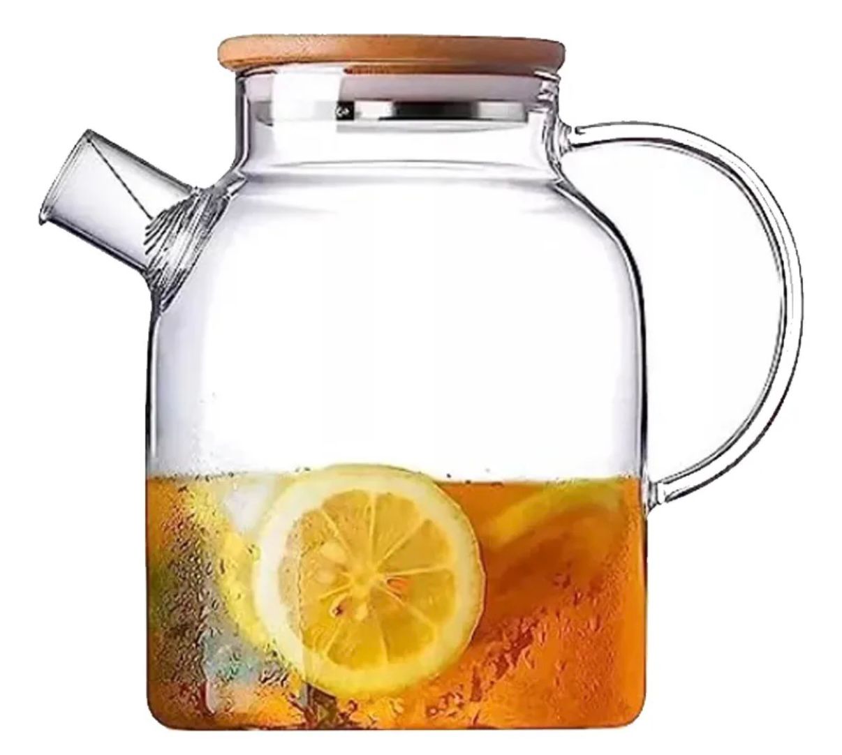 Jarra de vidrio con tapa de bambú