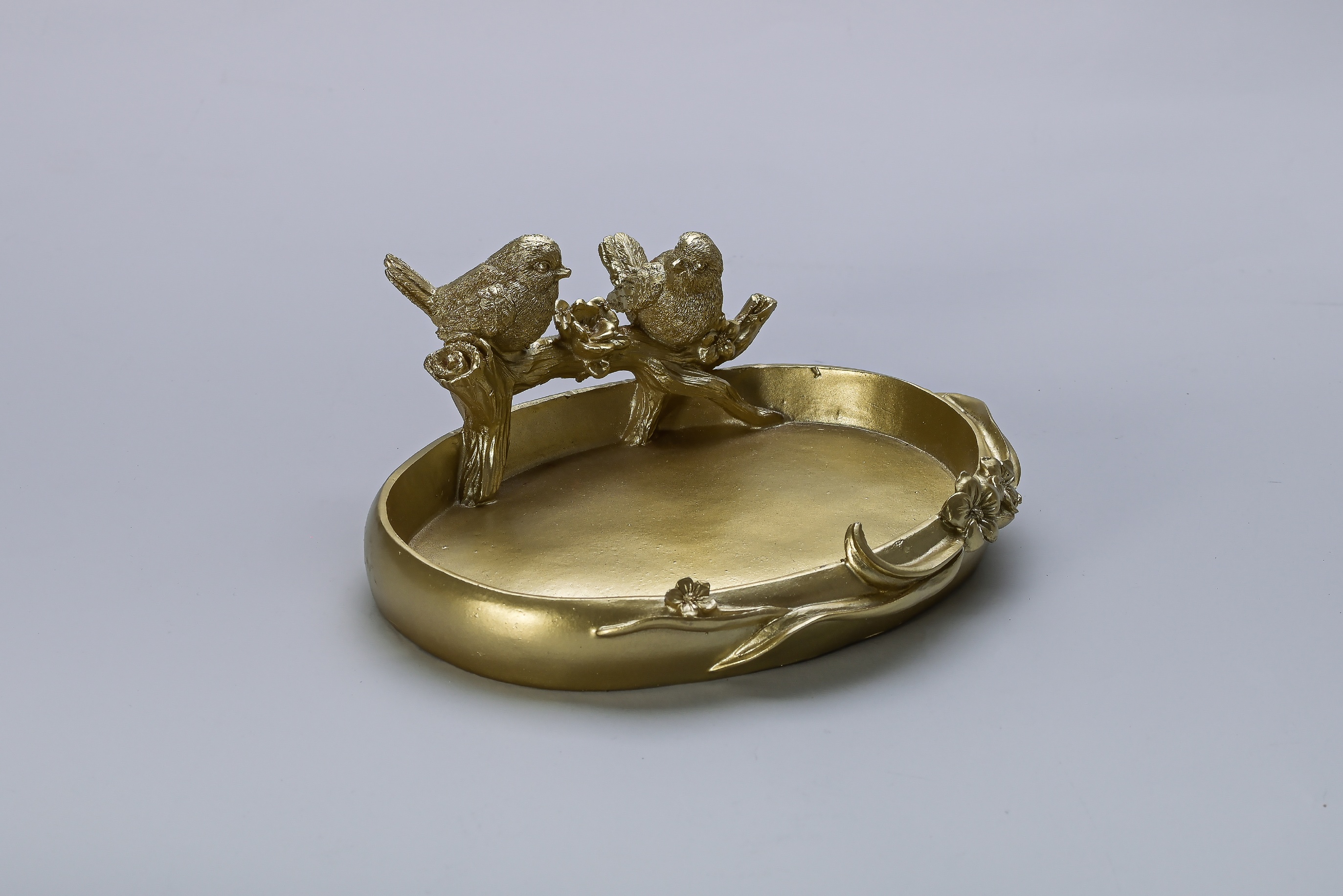 Bandeja Decorativa de Pájaros Dorados