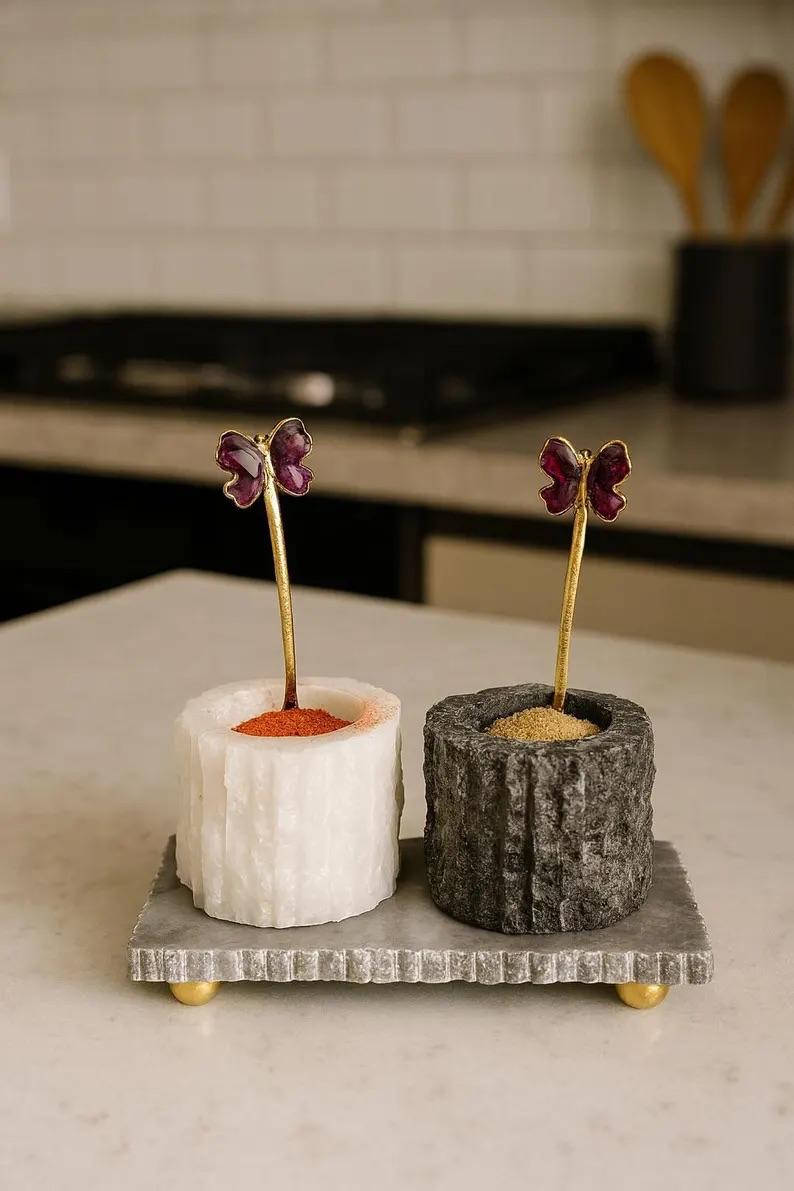 Dekoratif taş mum seti