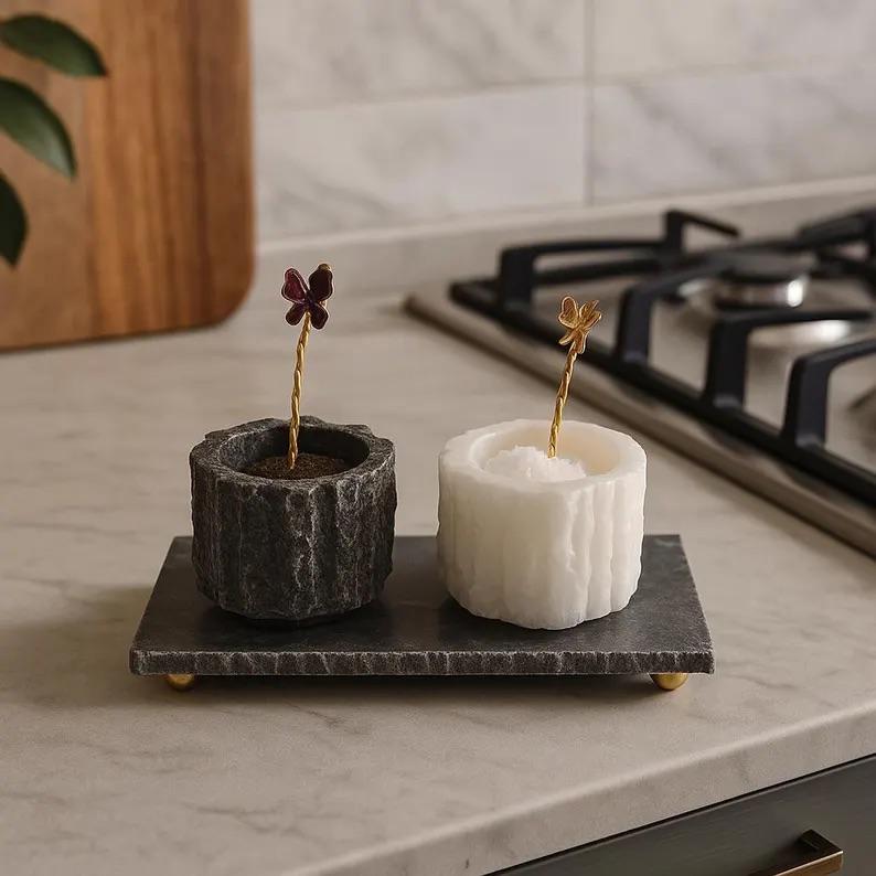 Dekoratif taş mum seti