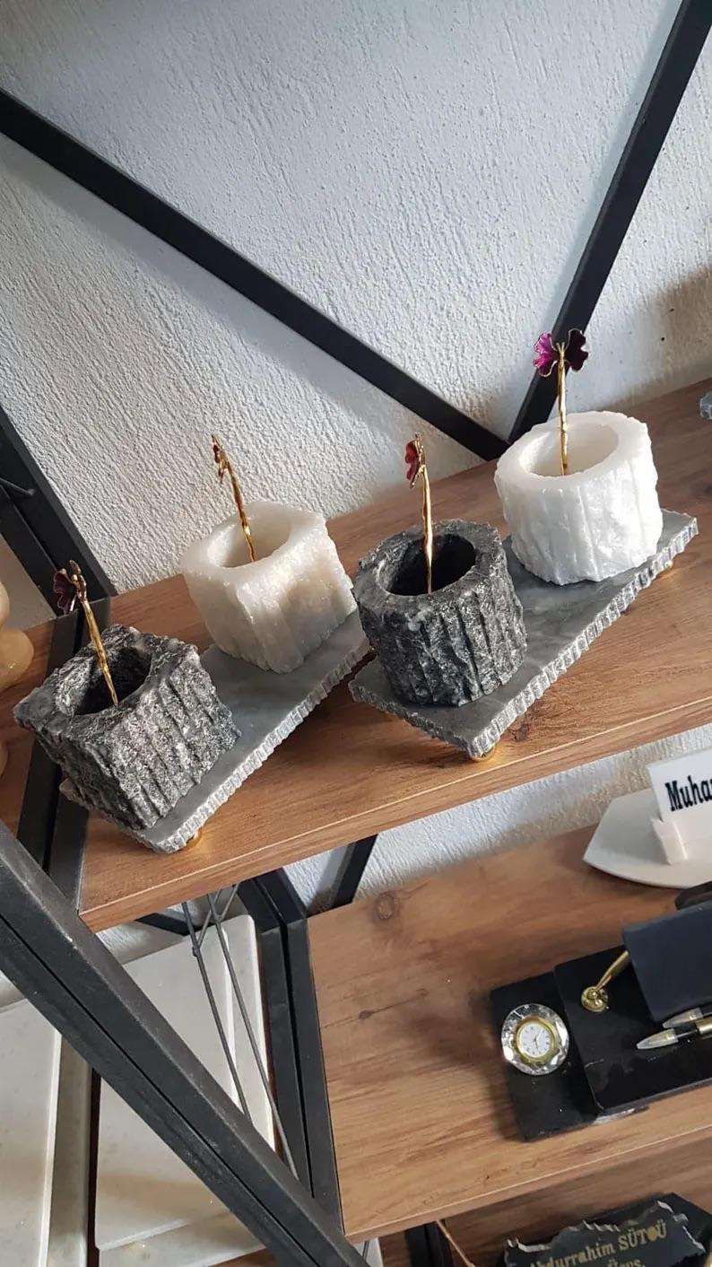 Dekoratif taş mum seti