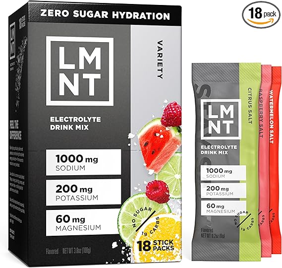 LMNT Zero Sugar Electrolytes - Variety Pack Bundle | Drink Mix | 18-Count