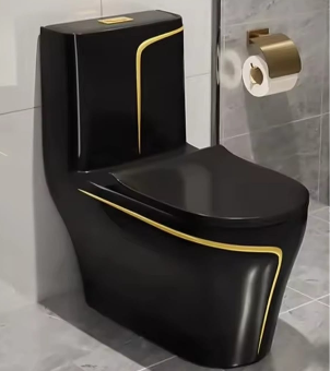 Sanitario de Lujo Negro y Dorado