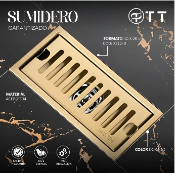 Sumidero de acero inoxidable dorado