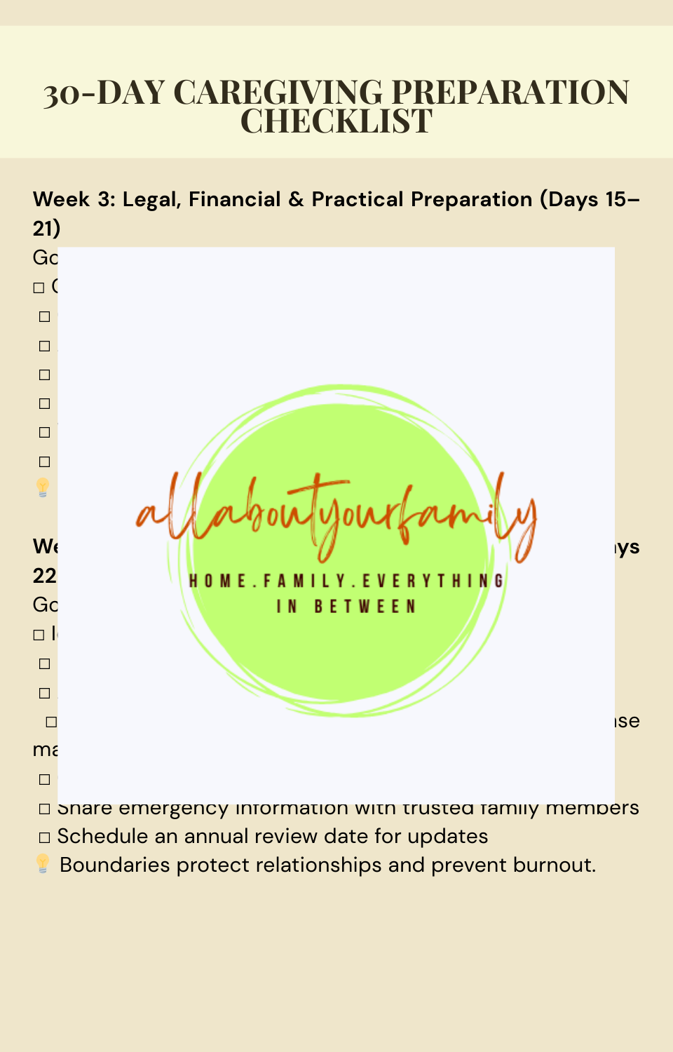 The Adult Child’s Guide to Retirement, Healthcare & Emergency Planning: CHECKLIST ONLY