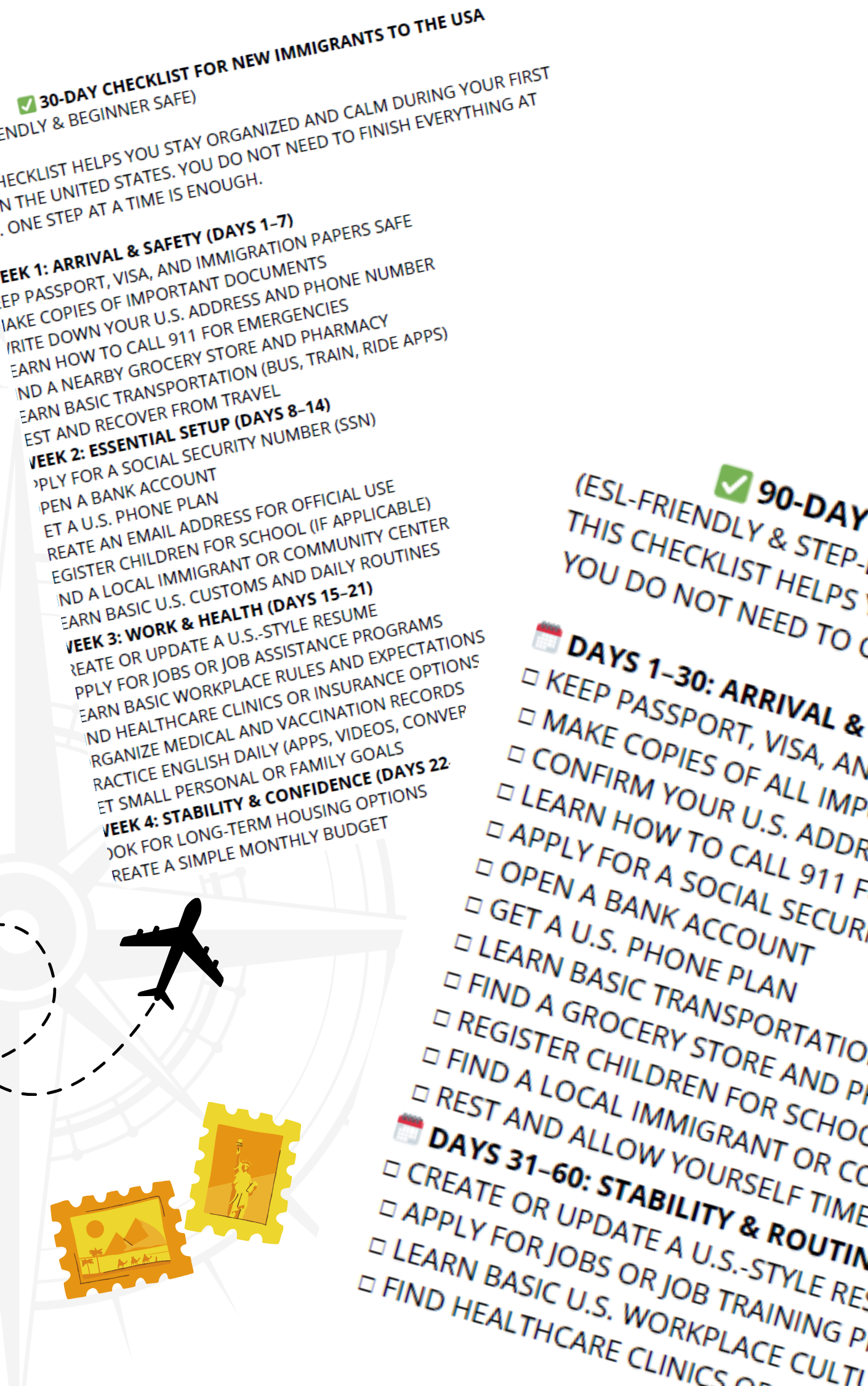 30-Day AND 90 Day Checklist for New Immigrants to the USA