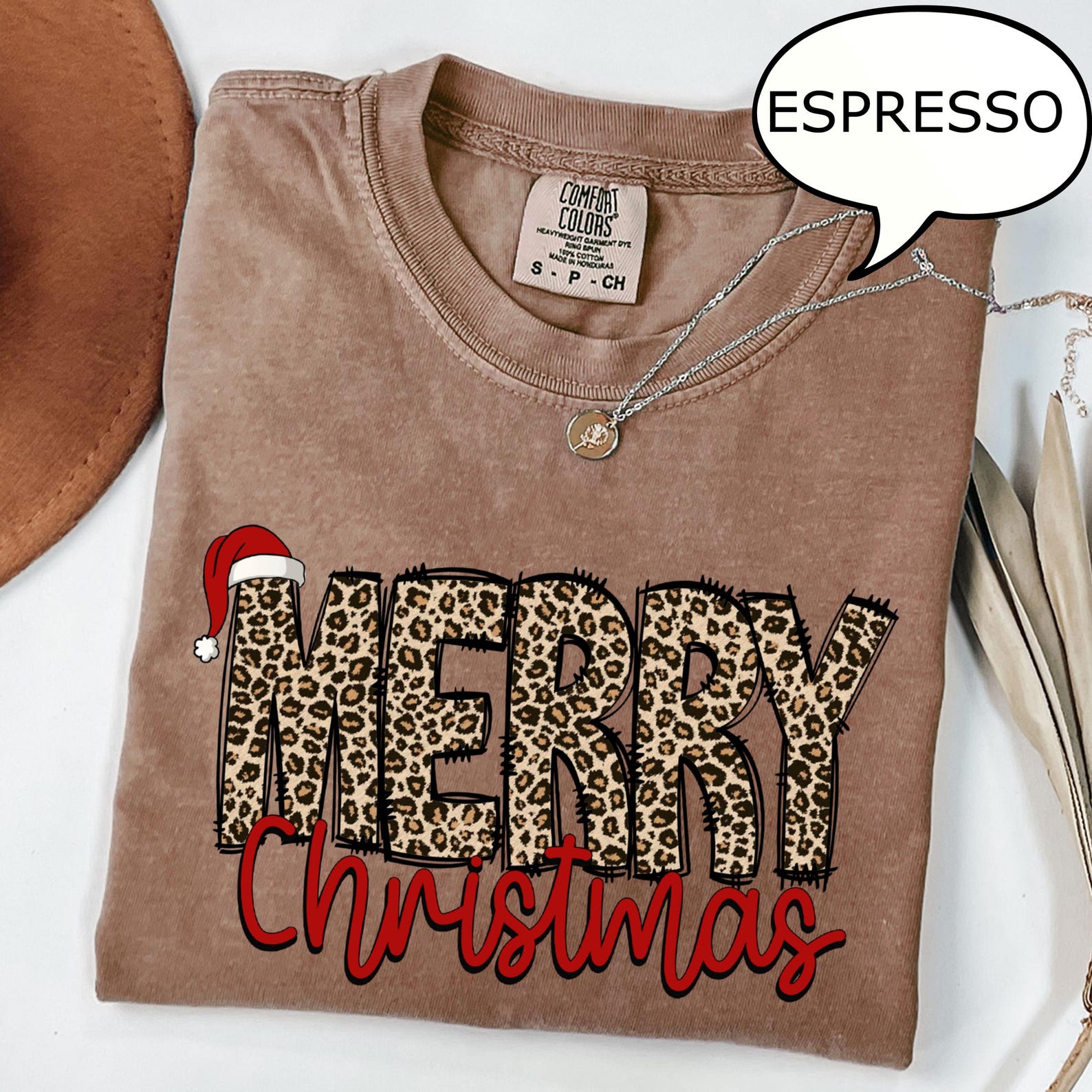 Comfort Colors® Leopard Merry Christmas T-Shirt, Christmas Shirt, Woman Leopard Christmas Shirt, Christmas Gift, Happy New Year Tee