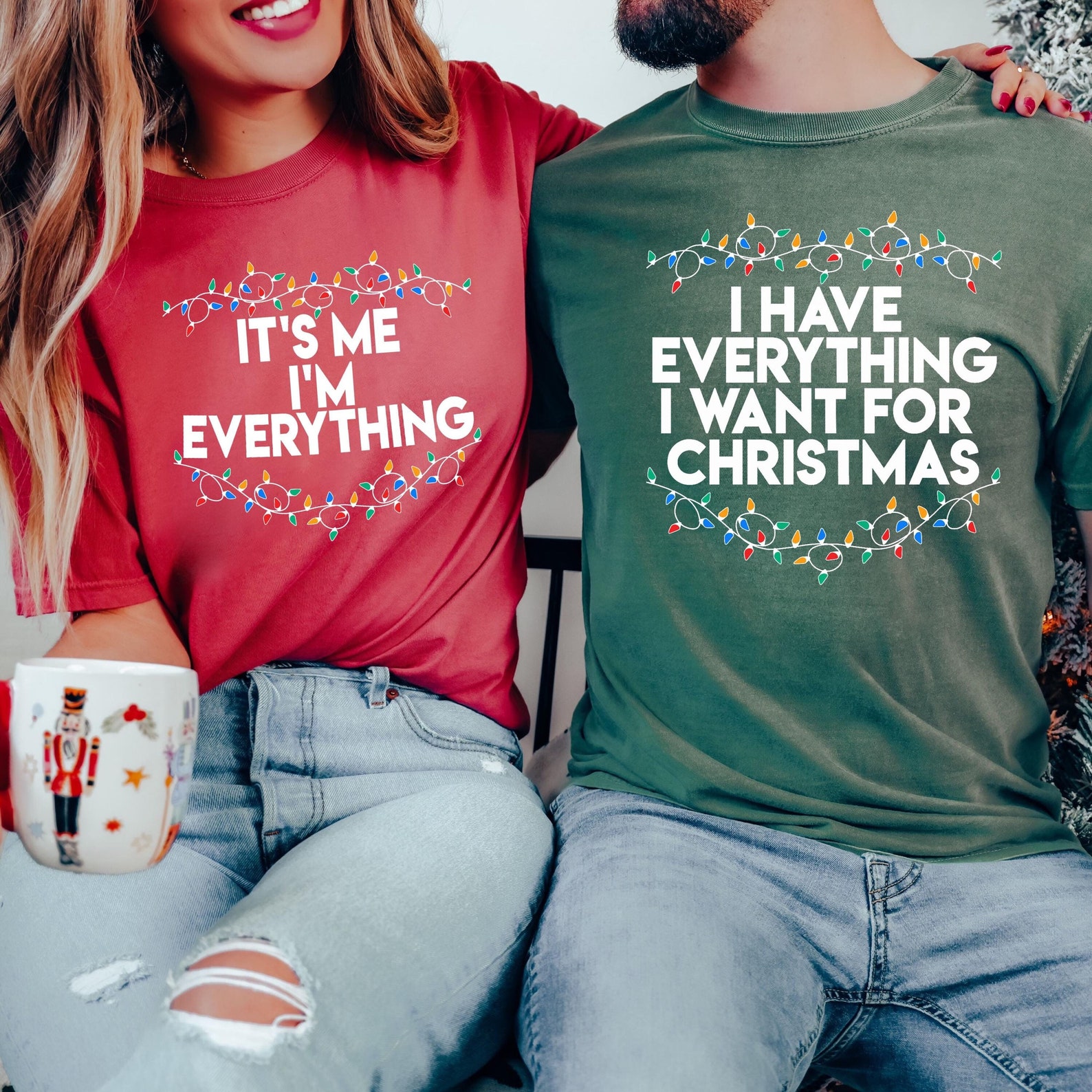 Comfort Colors® Christmas Party Couple Shirt, I Have Everything I Want For Christmas Shirt, Couple Matching Tee