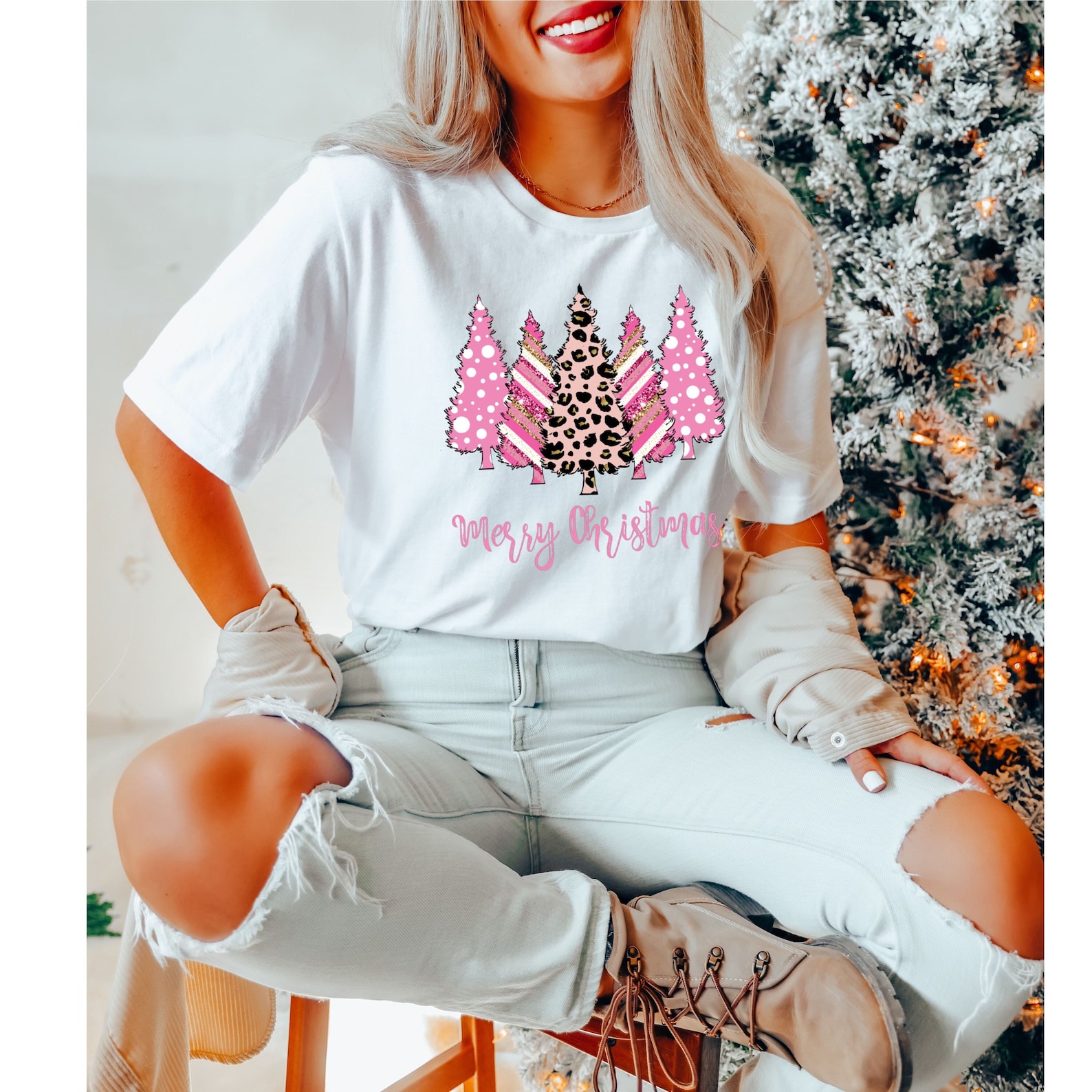 Comfort Colors® Christmas Shirt, Ladies Merry Christmas Shirt, Christmas Tree Shirt, Womens Christmas Shirt, Shirts for Christmas, Pink Tree