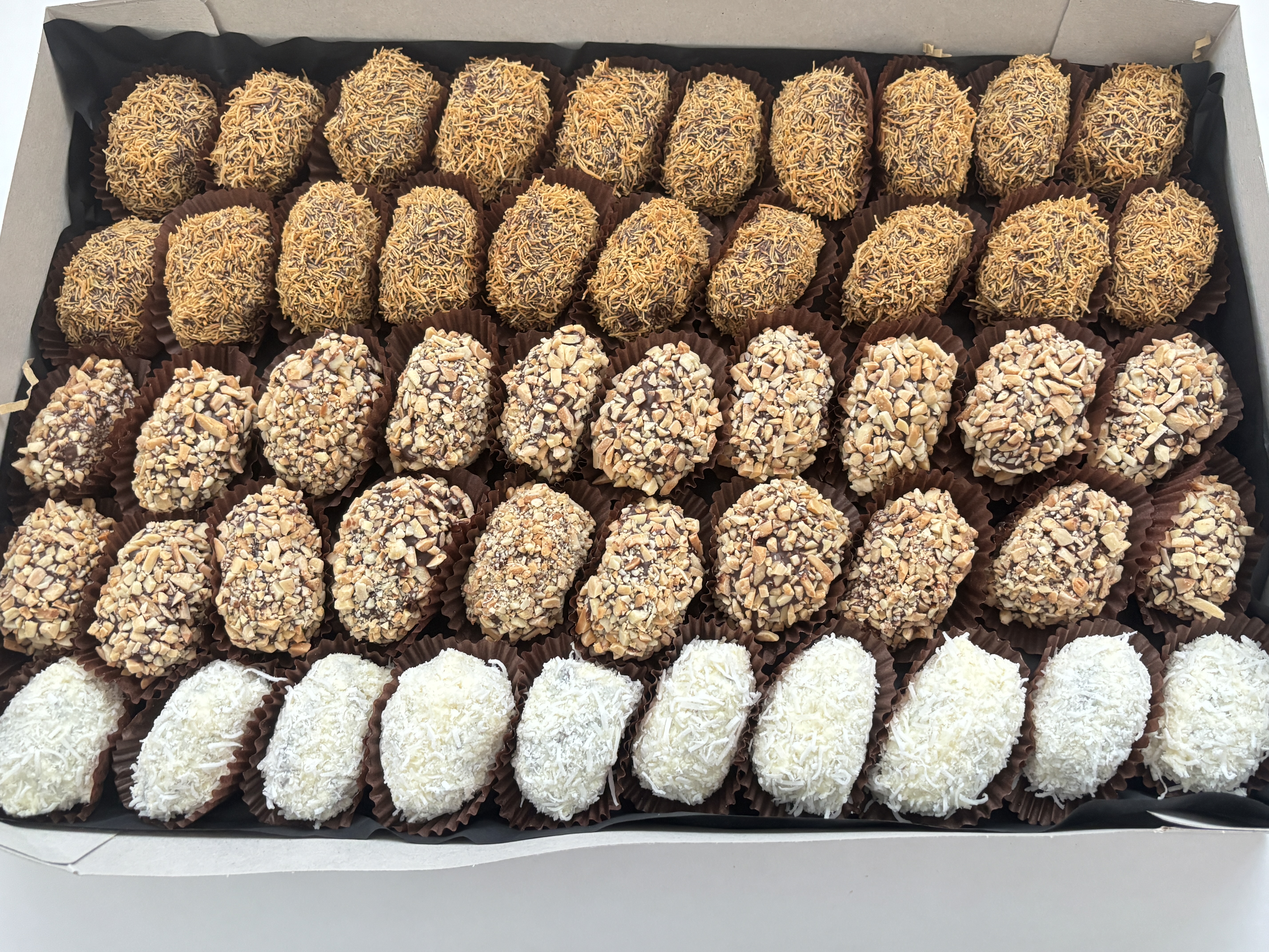 Belgian Chocolate-Dipped Dates – Box of 50