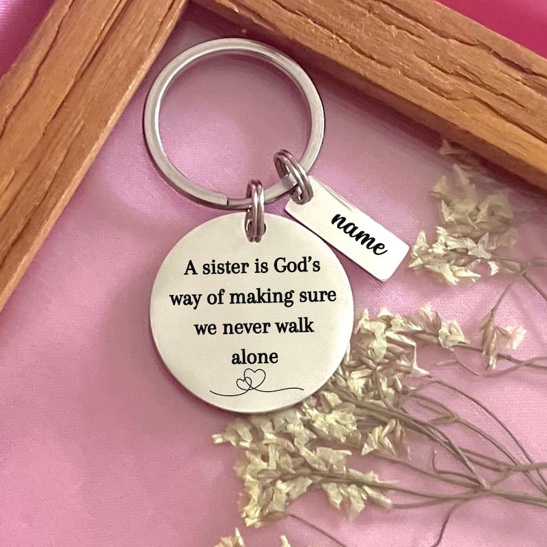 Personalized Sisterhood Keychain: Stainless Steel Sister Gift