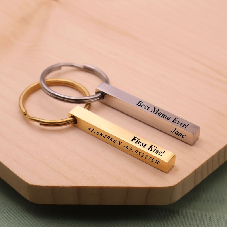 Custom 3D Bar Keychain: Personalized Location Gift