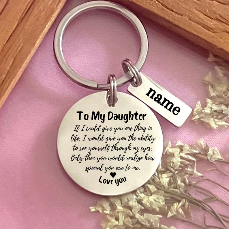 Personalized Daughter Keychain: Engraved Stainless Steel Gift