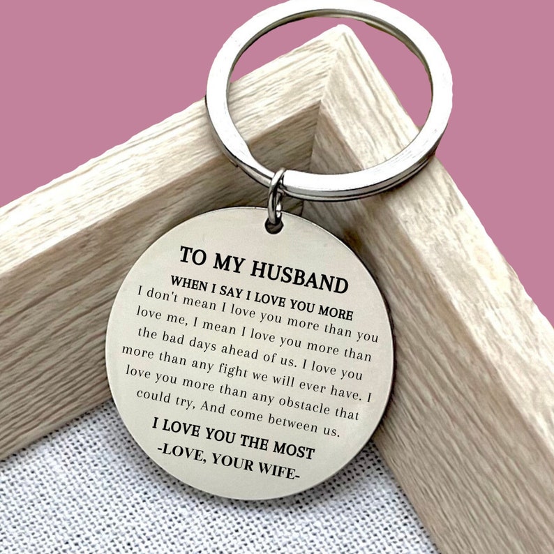 Personalized 'To My Husband' Stainless Steel Keychain: Engraved Love Note
