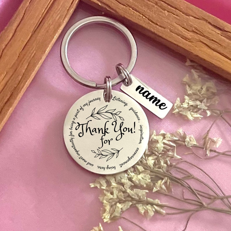 Personalized Thank You Stainless Steel Keychain - Appreciation Gift