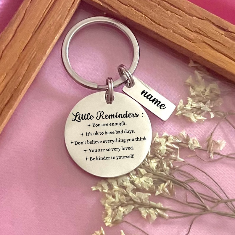 Custom Stainless Steel Affirmation Keychain: Positive Reminder Gift