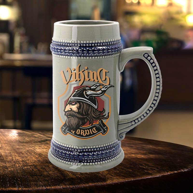 Jarra de cerveza ceramica labrada