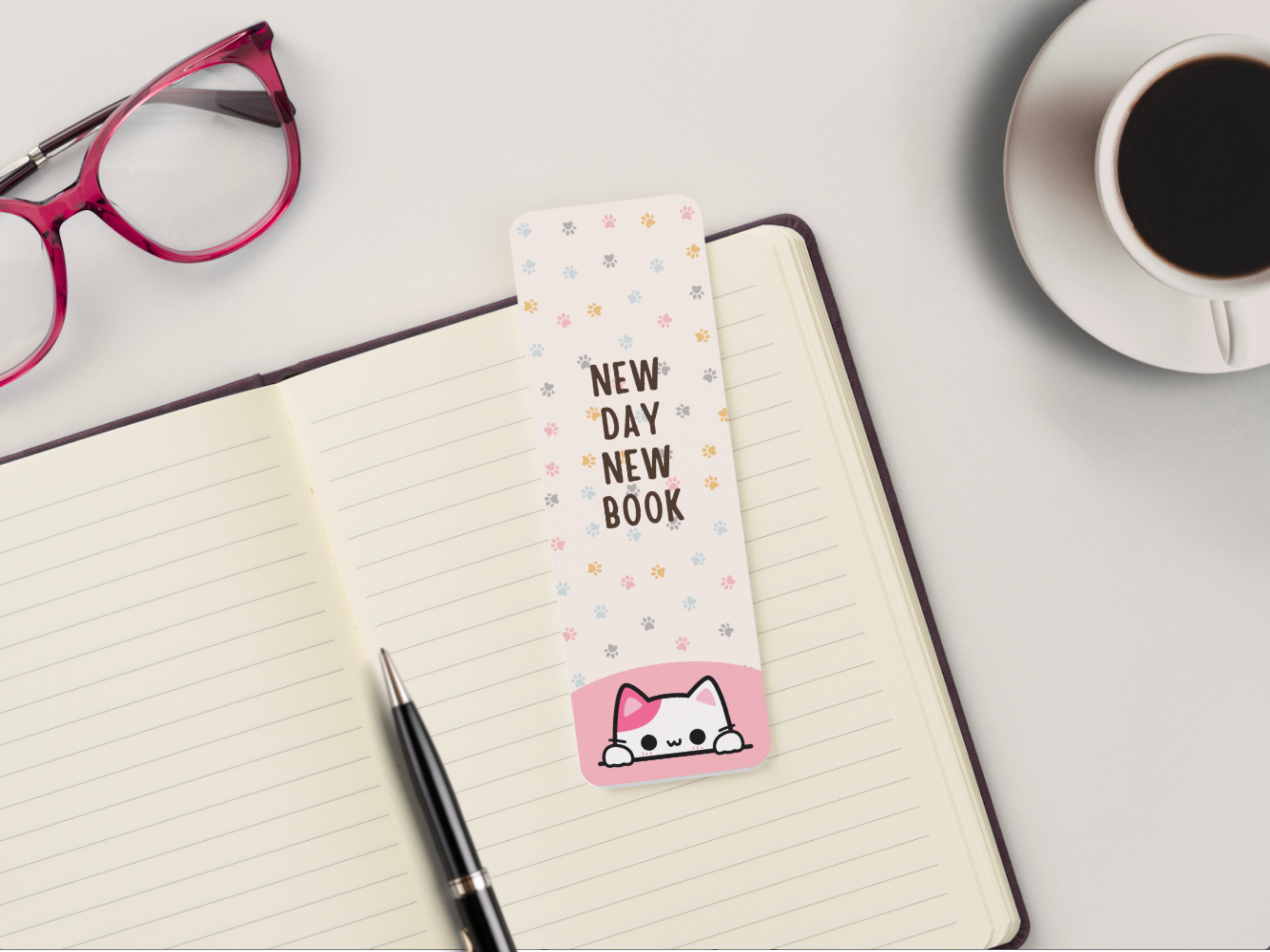 'New Day New Book' Cat themed Bookmark Set