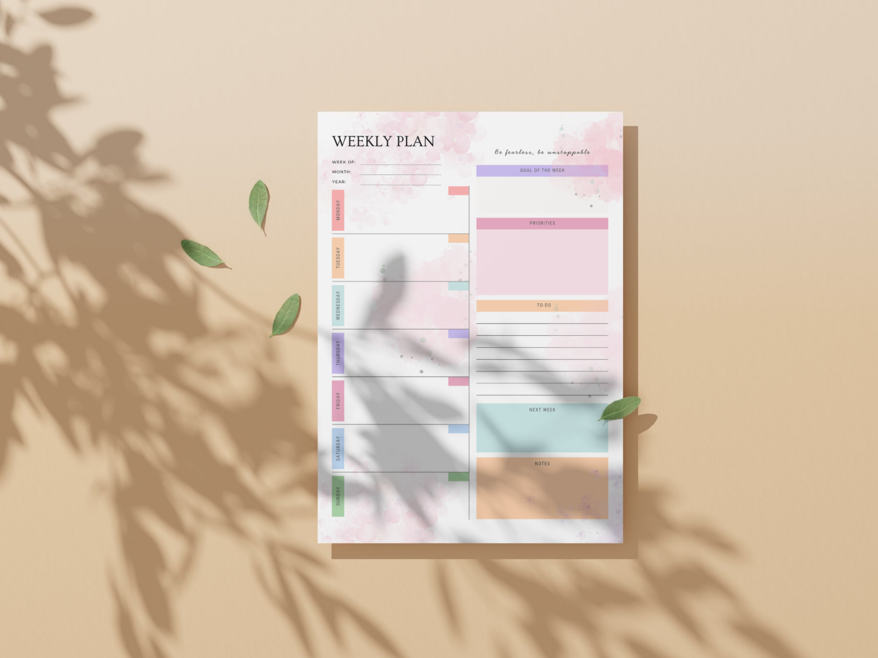 Weekly Digital Floral Planner