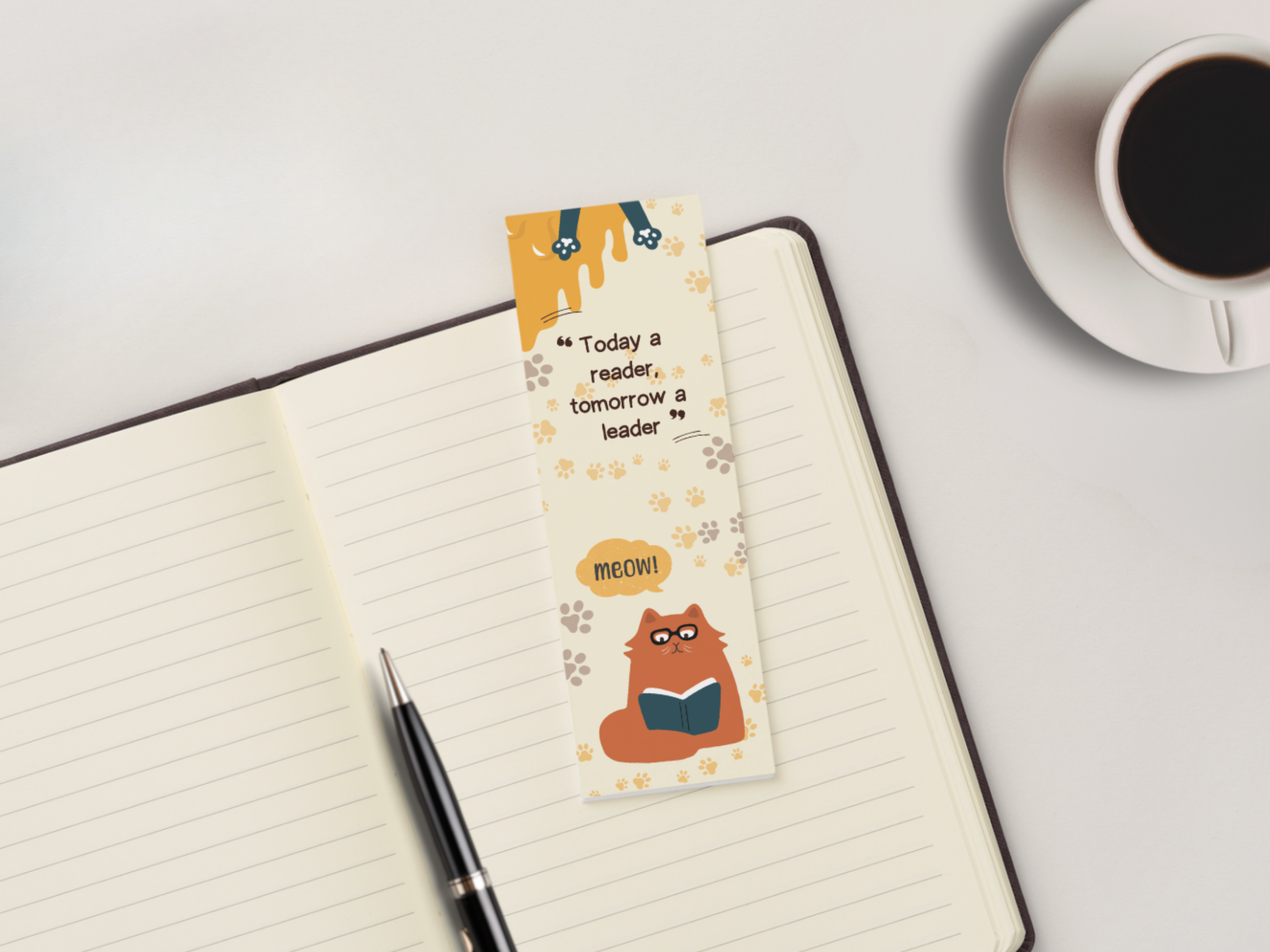 'Reader A Leader ' Cat themed Bookmark Set
