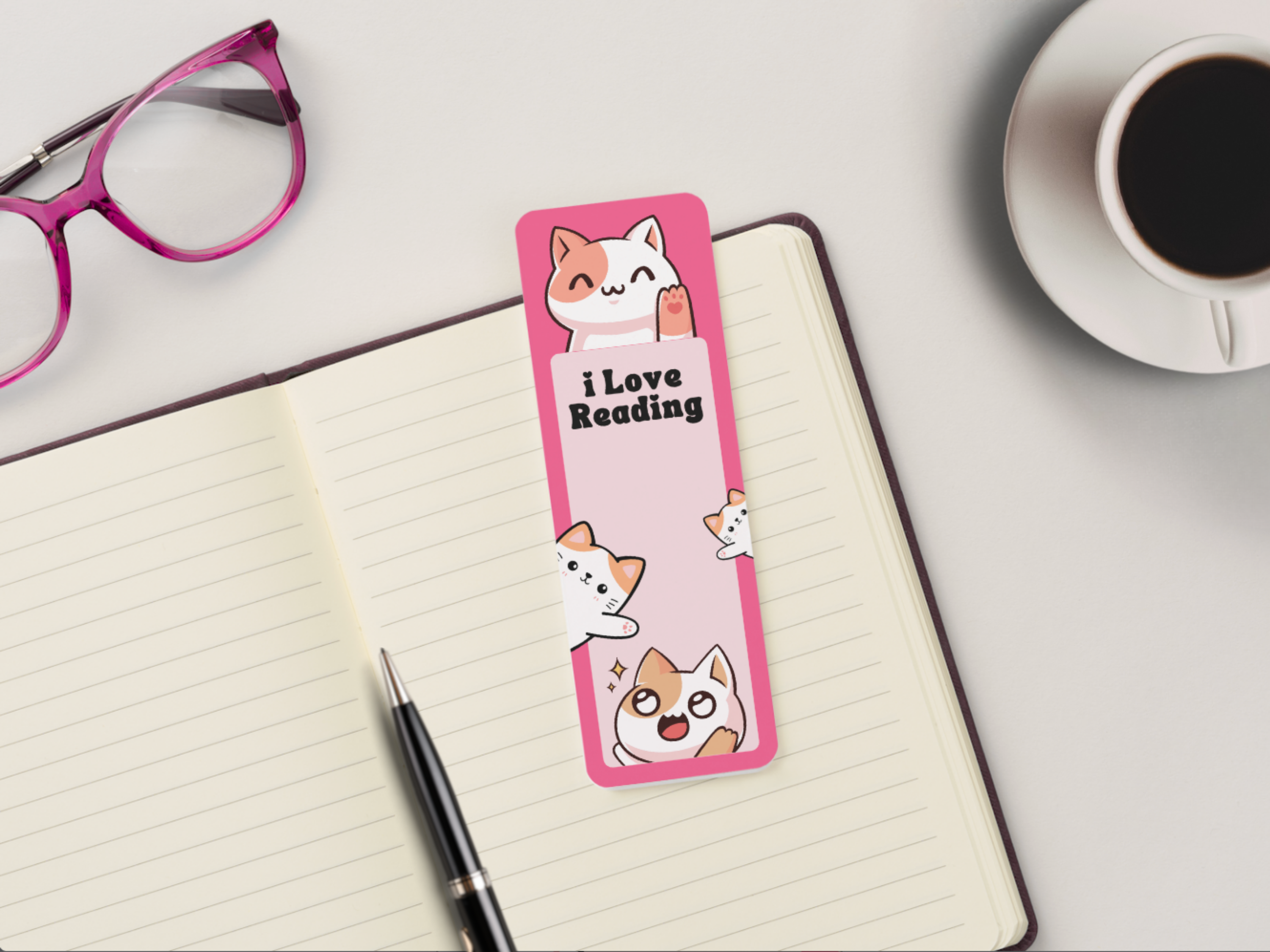 'I Love Reading' Cat themed Bookmark Set