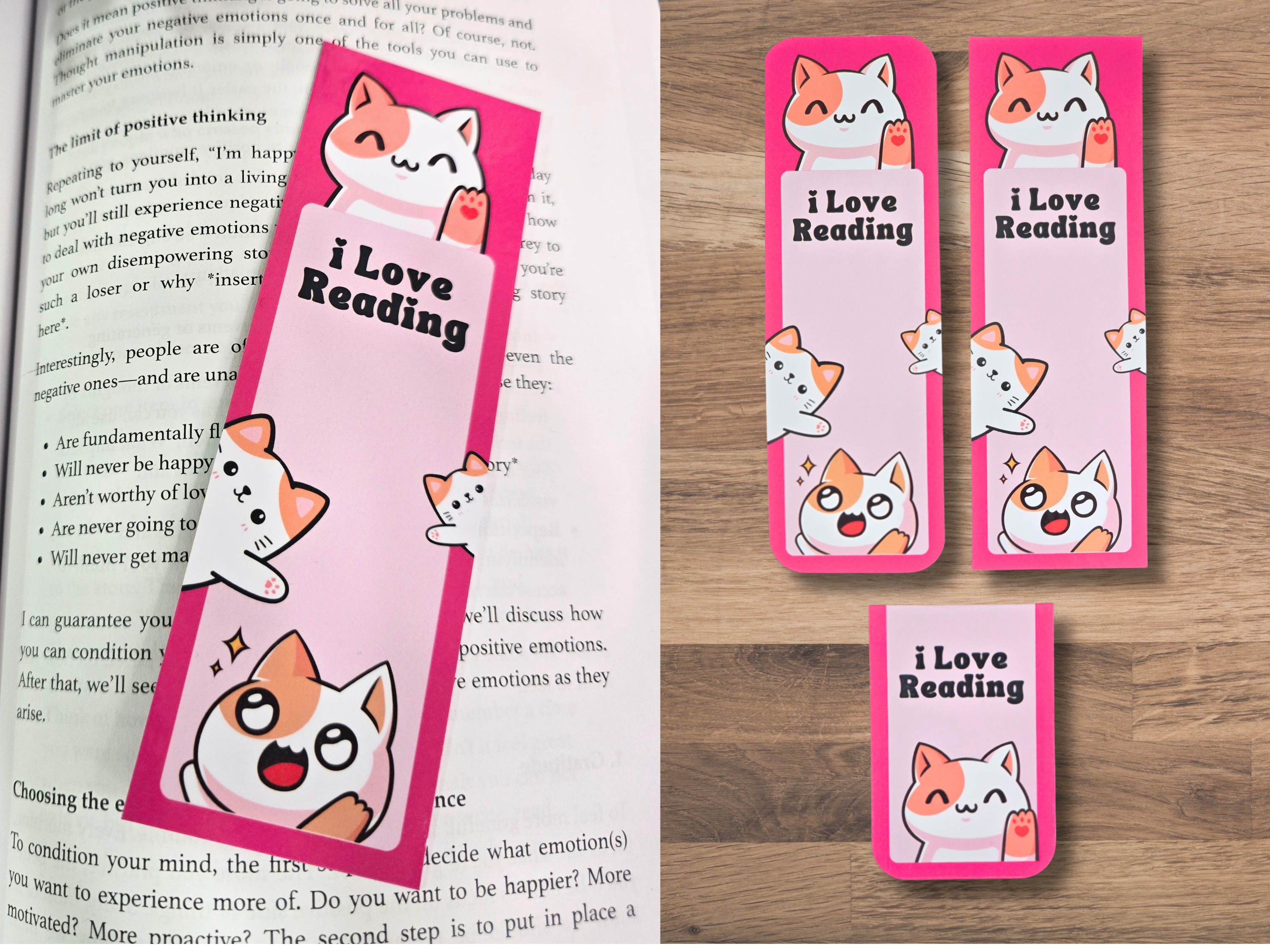 'I Love Reading' Cat themed Bookmark Set