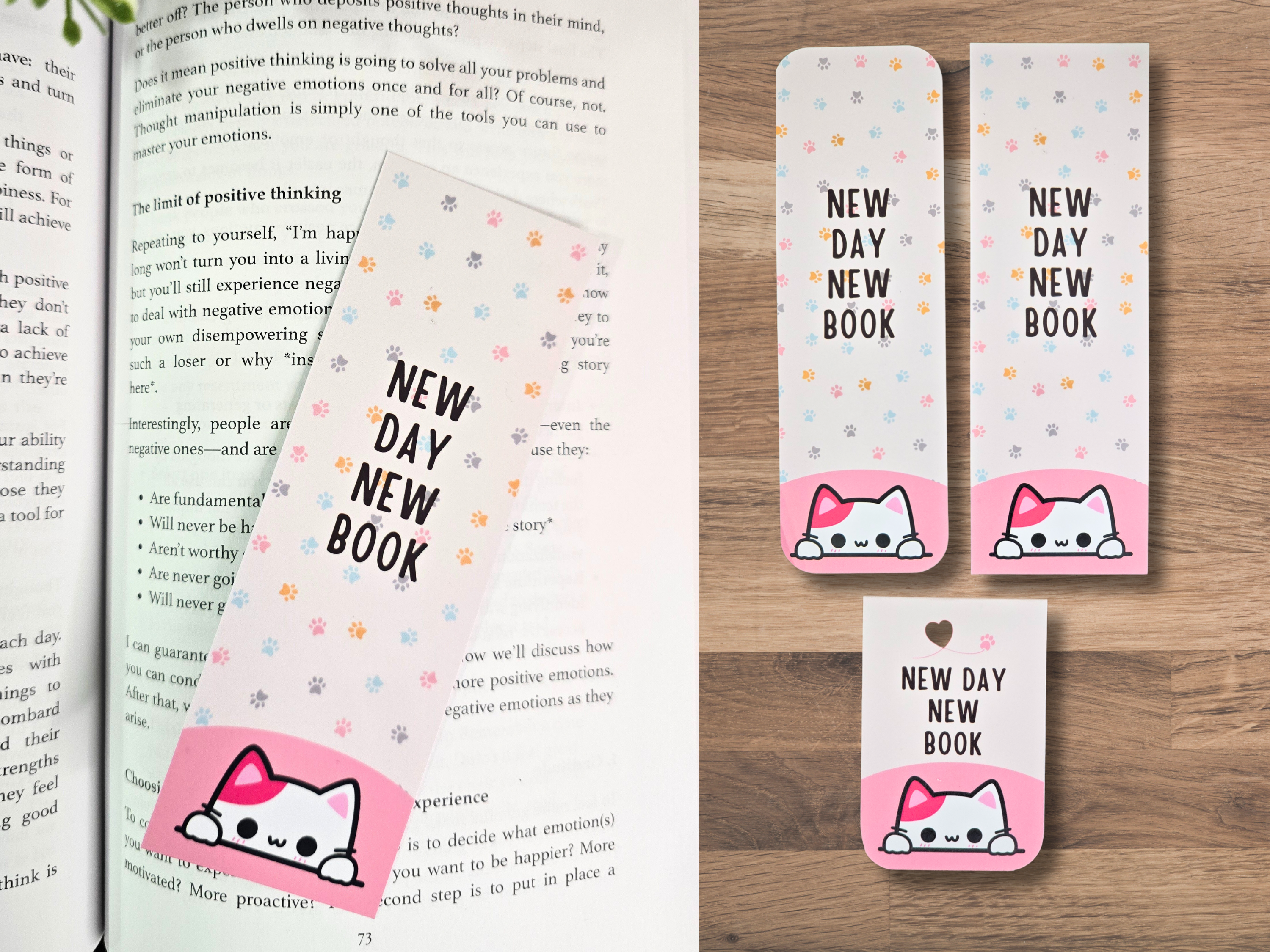 'New Day New Book' Cat themed Bookmark Set