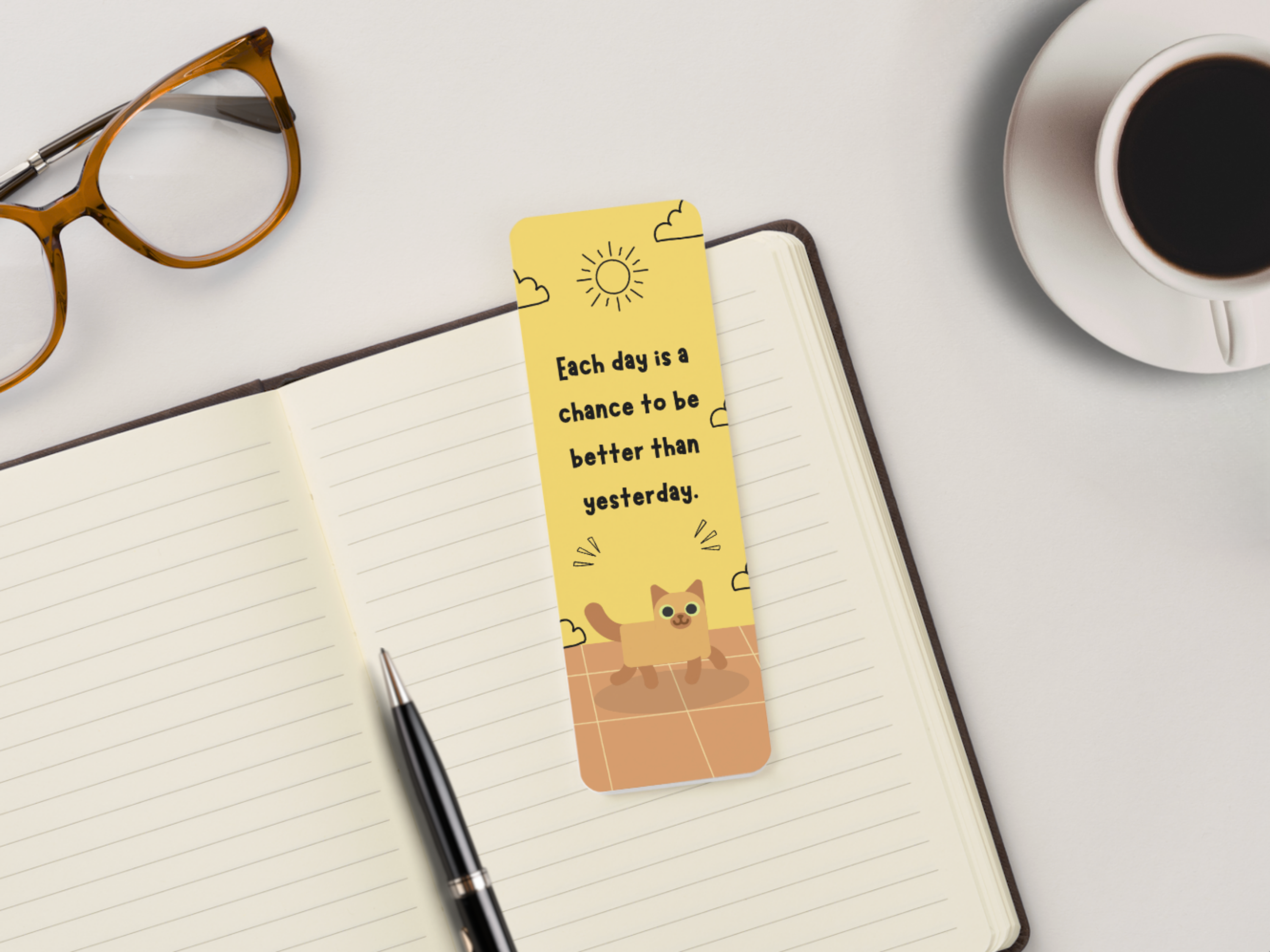 'Today better than yesterday' Cat themed Bookmark Set