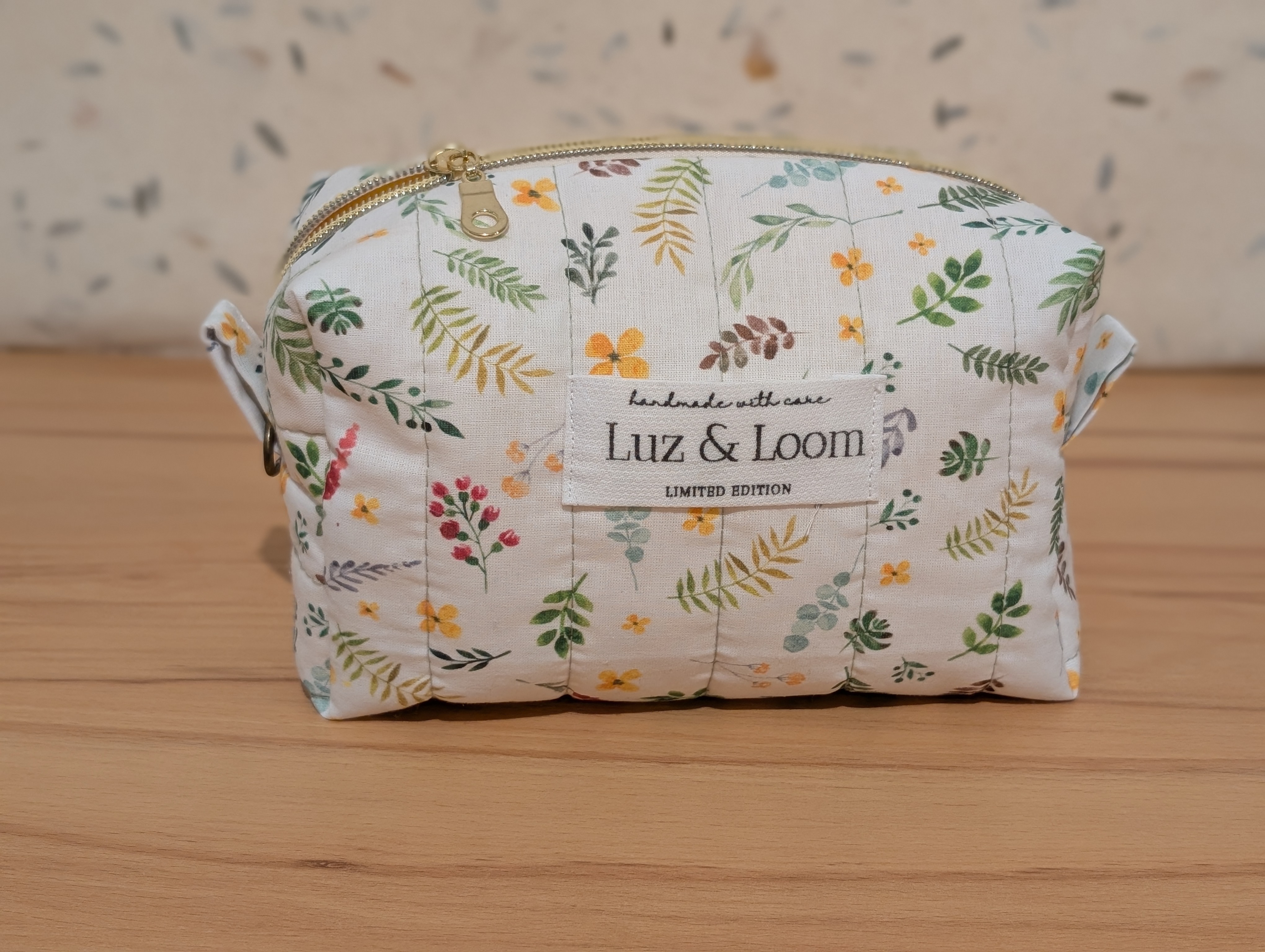Yellow and Green Leaves Cosmetic Bag