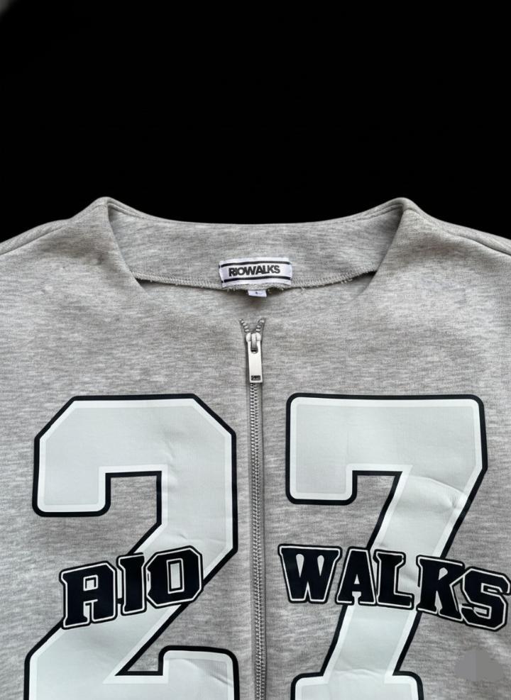 RioW Women's Scuba Varsity Zip-Sweatshirt (Light Grey Marl)