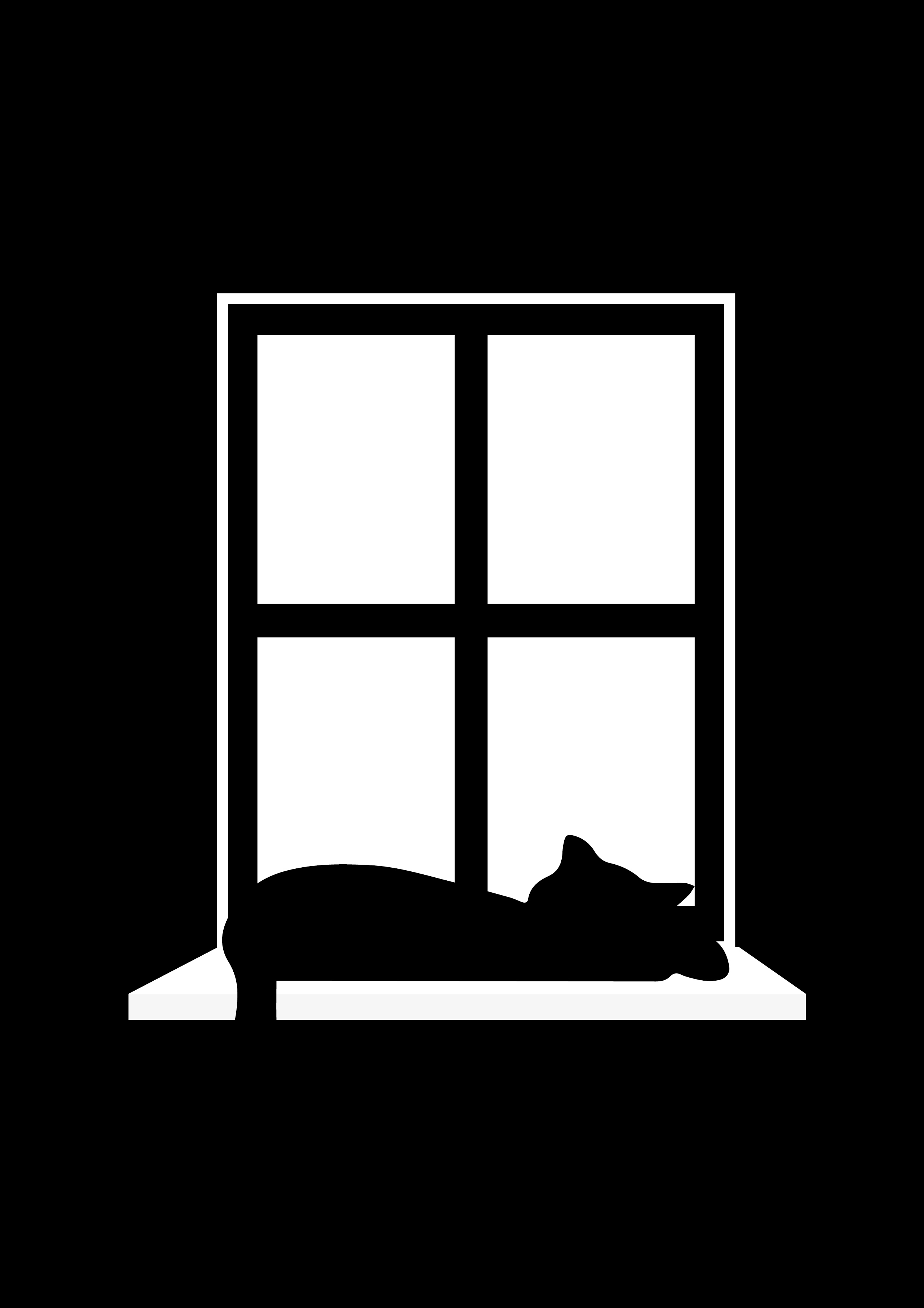 Kat slapend op vensterbank