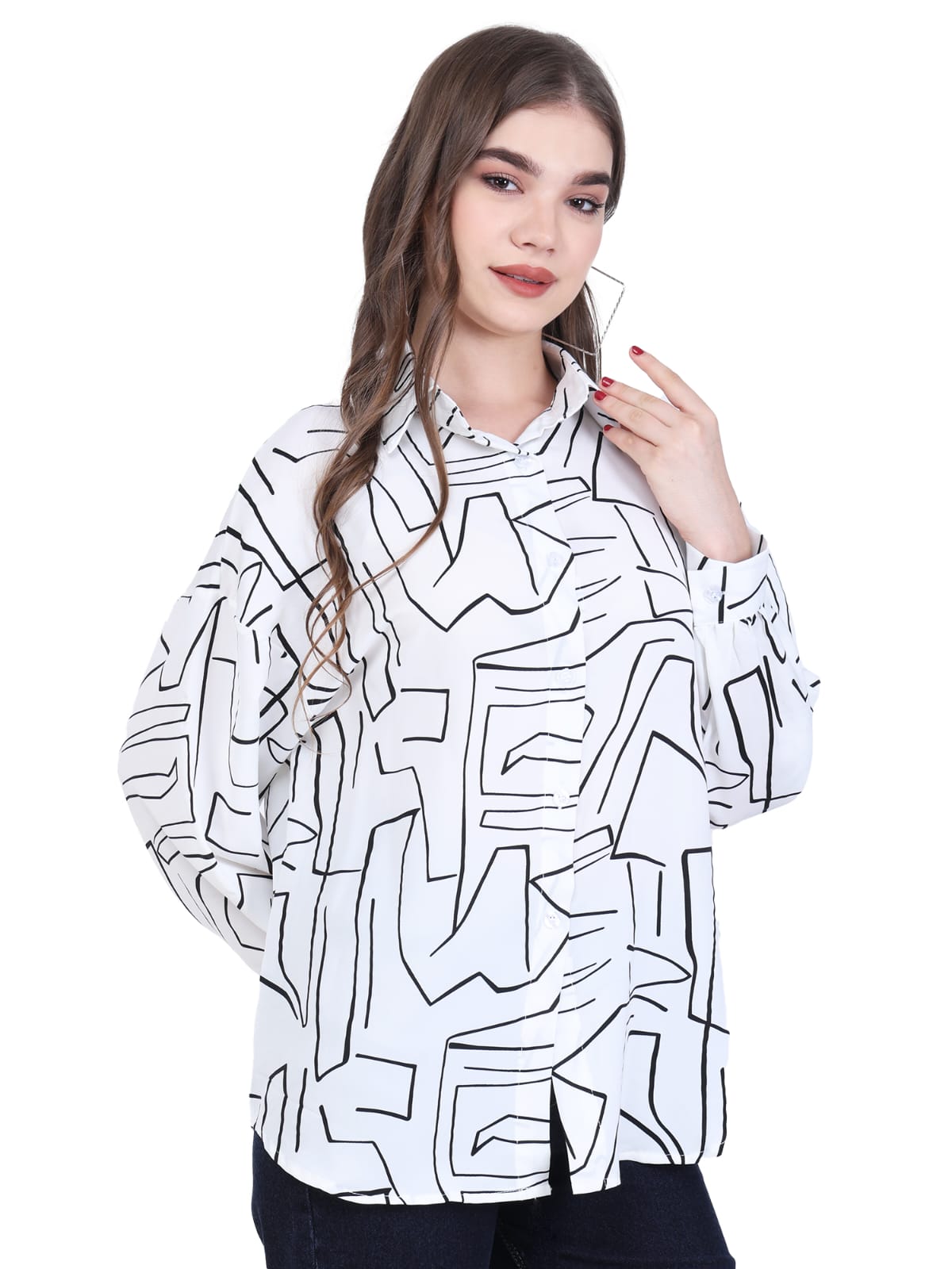 Abstract Pattern Button-Up Shirt