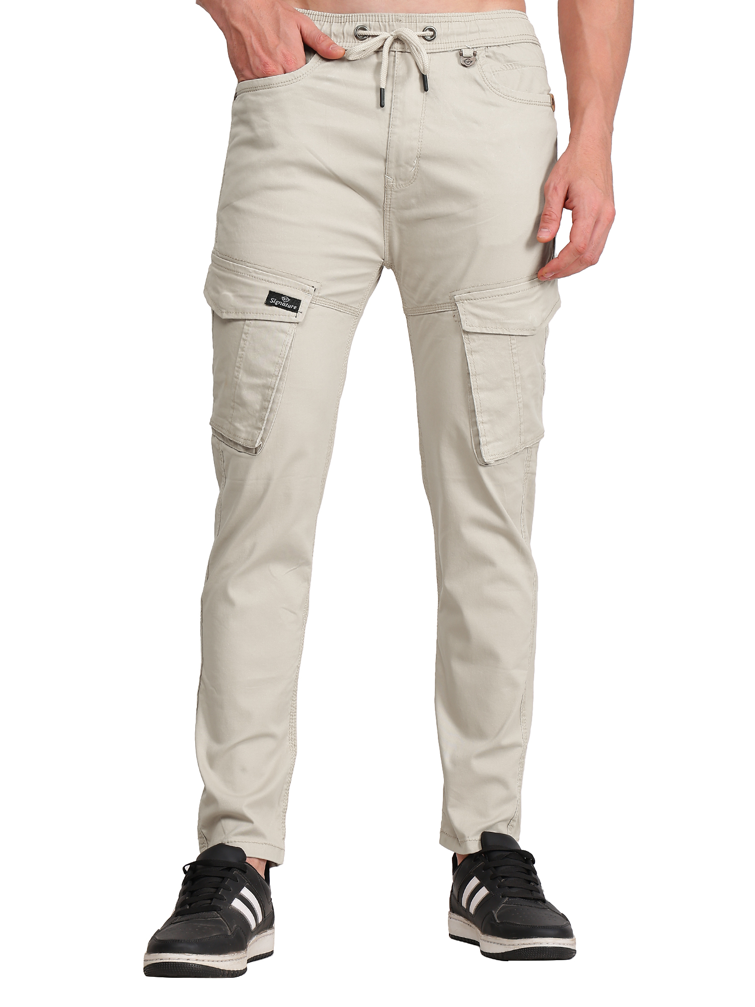 Men's Beige Cargo Jogger Pants