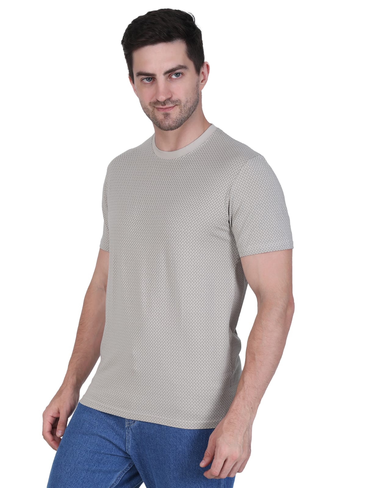 Men's Grey Checkered T-Shirt