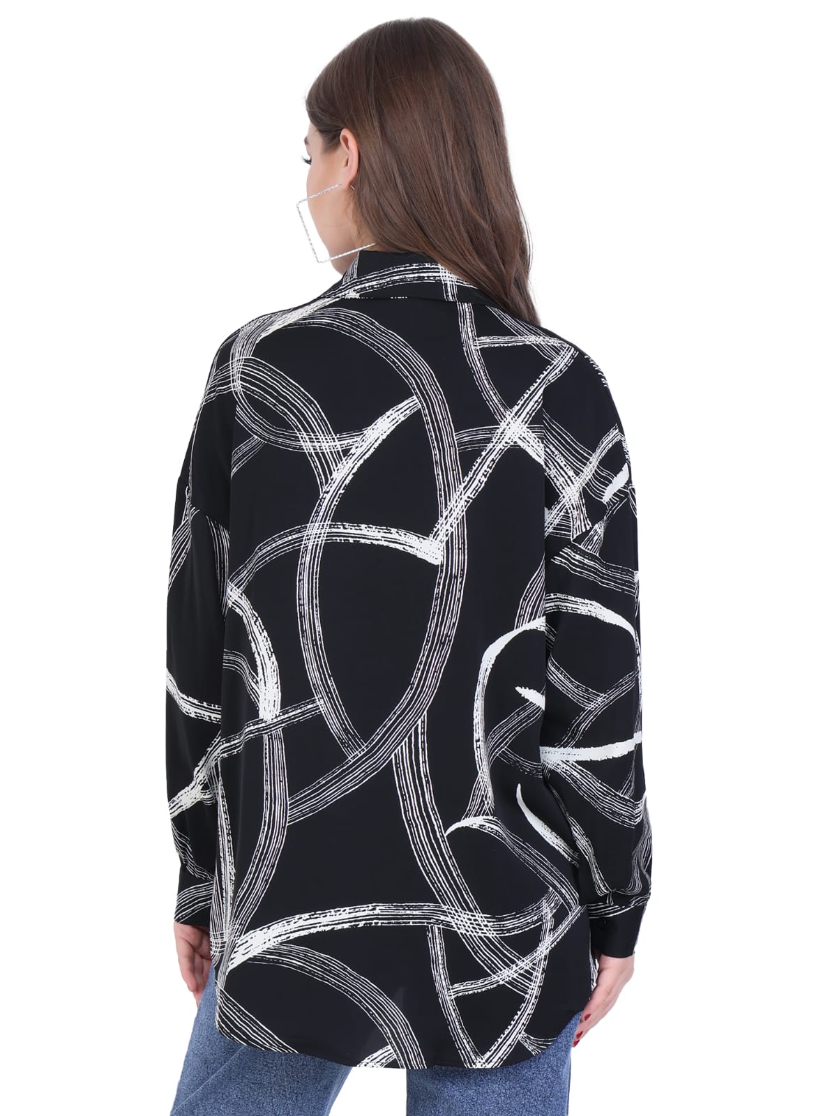 Abstract Print Black Shirt