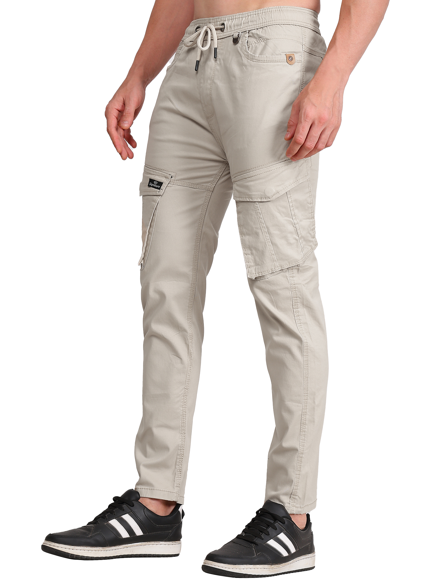 Men's Beige Cargo Jogger Pants
